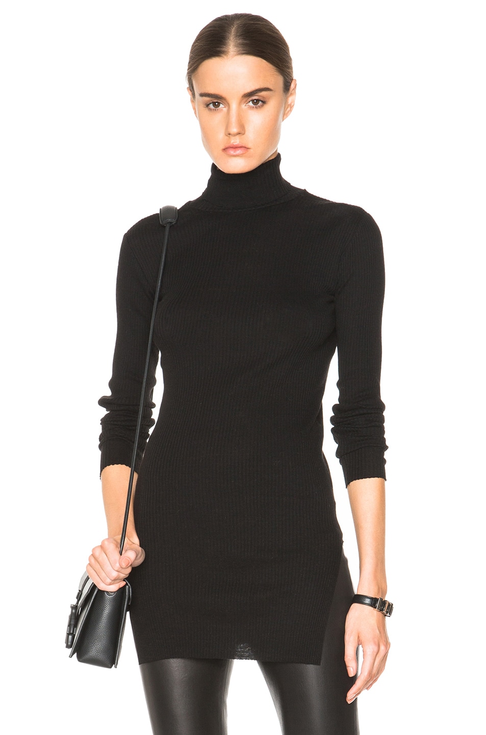 Image 1 of Helmut Lang Fitted Turtleneck Sweater in Black