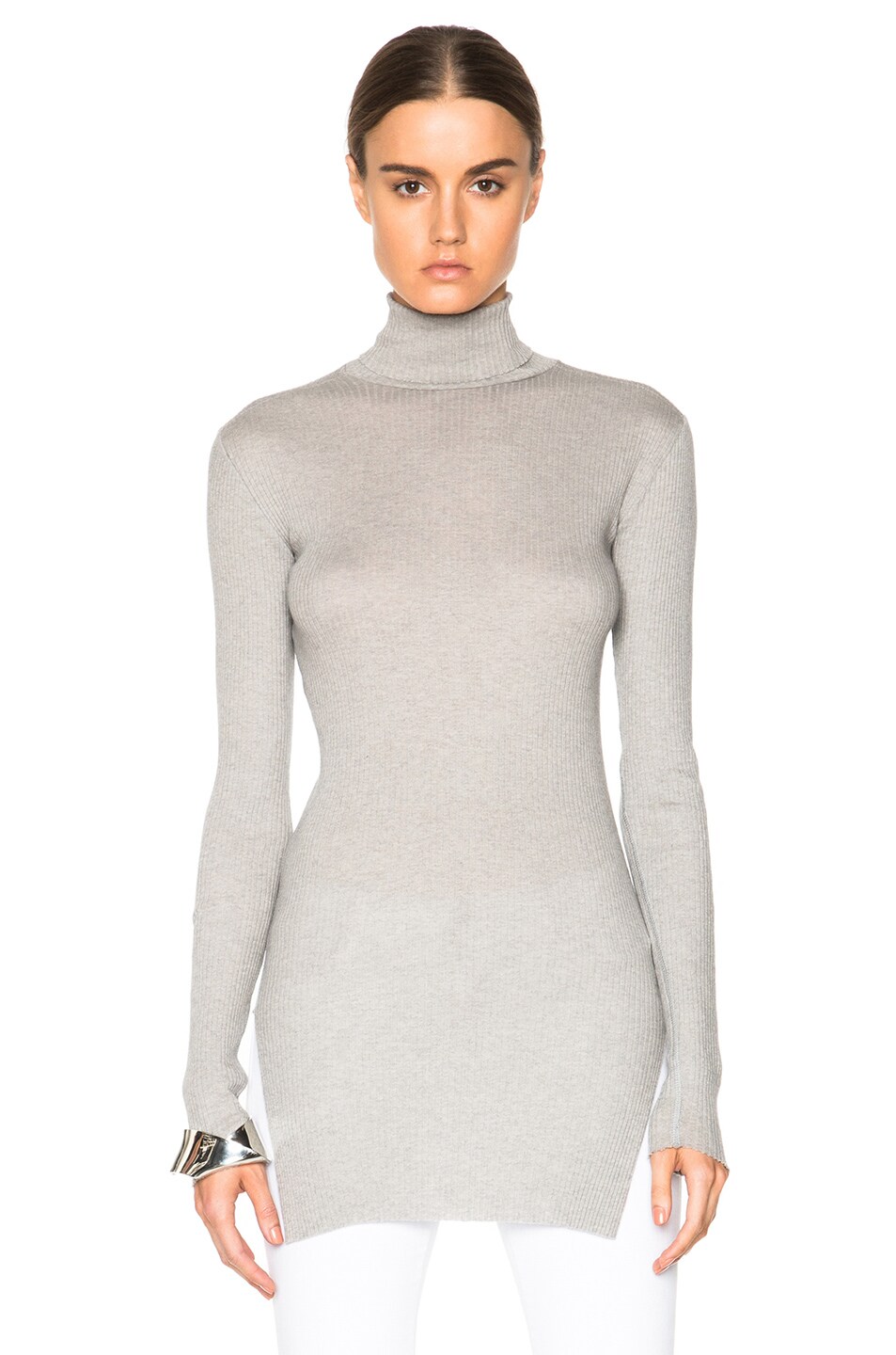 Image 1 of Helmut Lang Fitted Turtleneck Sweater in Light Heather