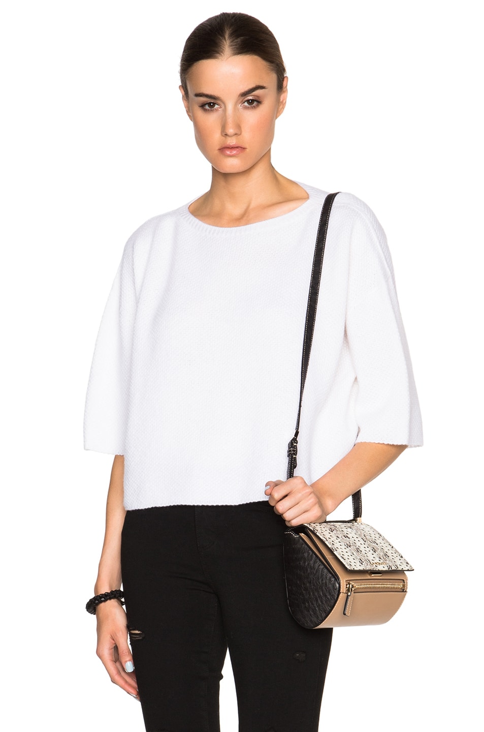 Image 1 of Helmut Lang Cashmere Crop Sweater in White