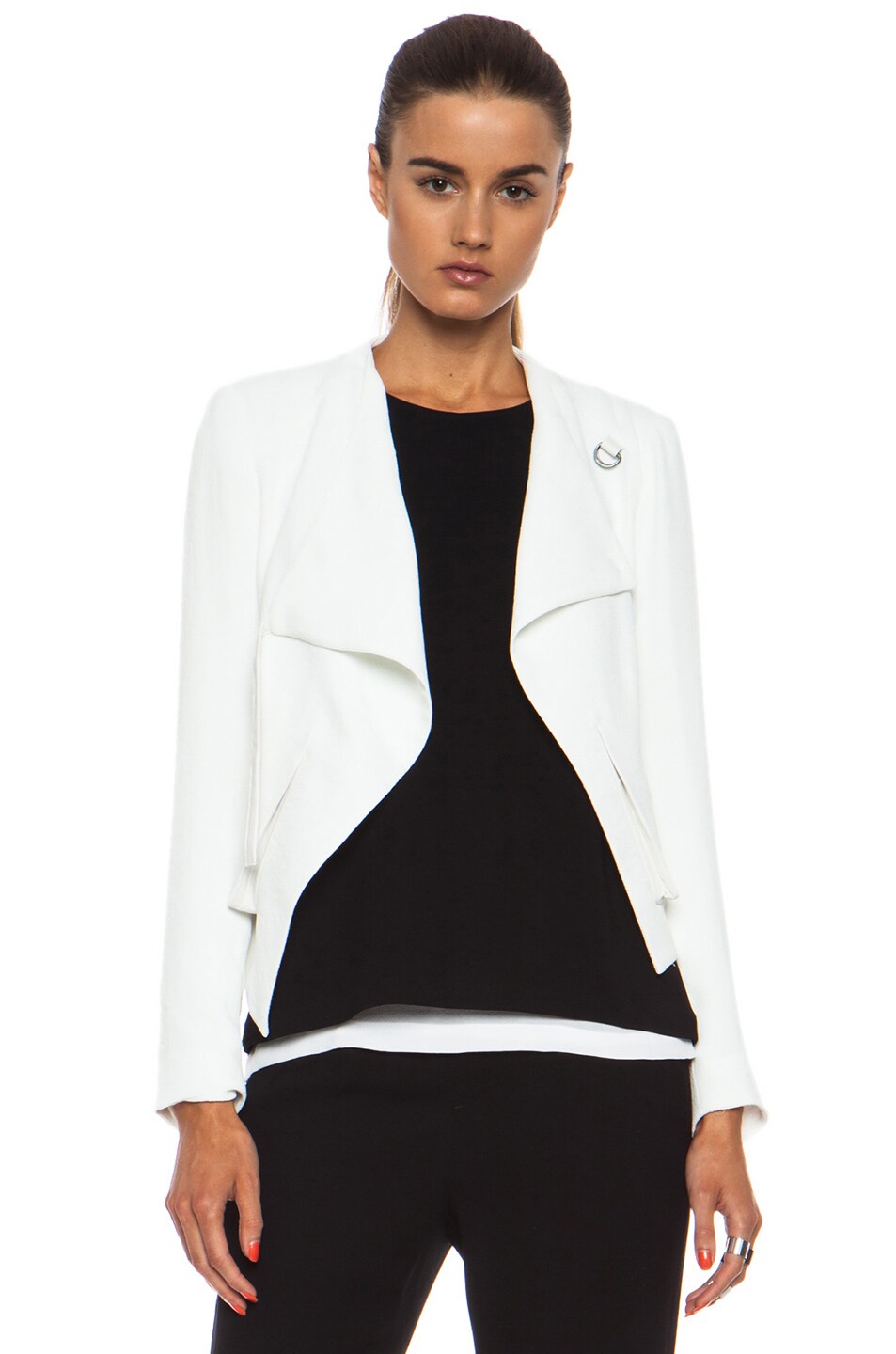 Image 1 of Helmut Lang Cropped Sugar Poly Jacket in White