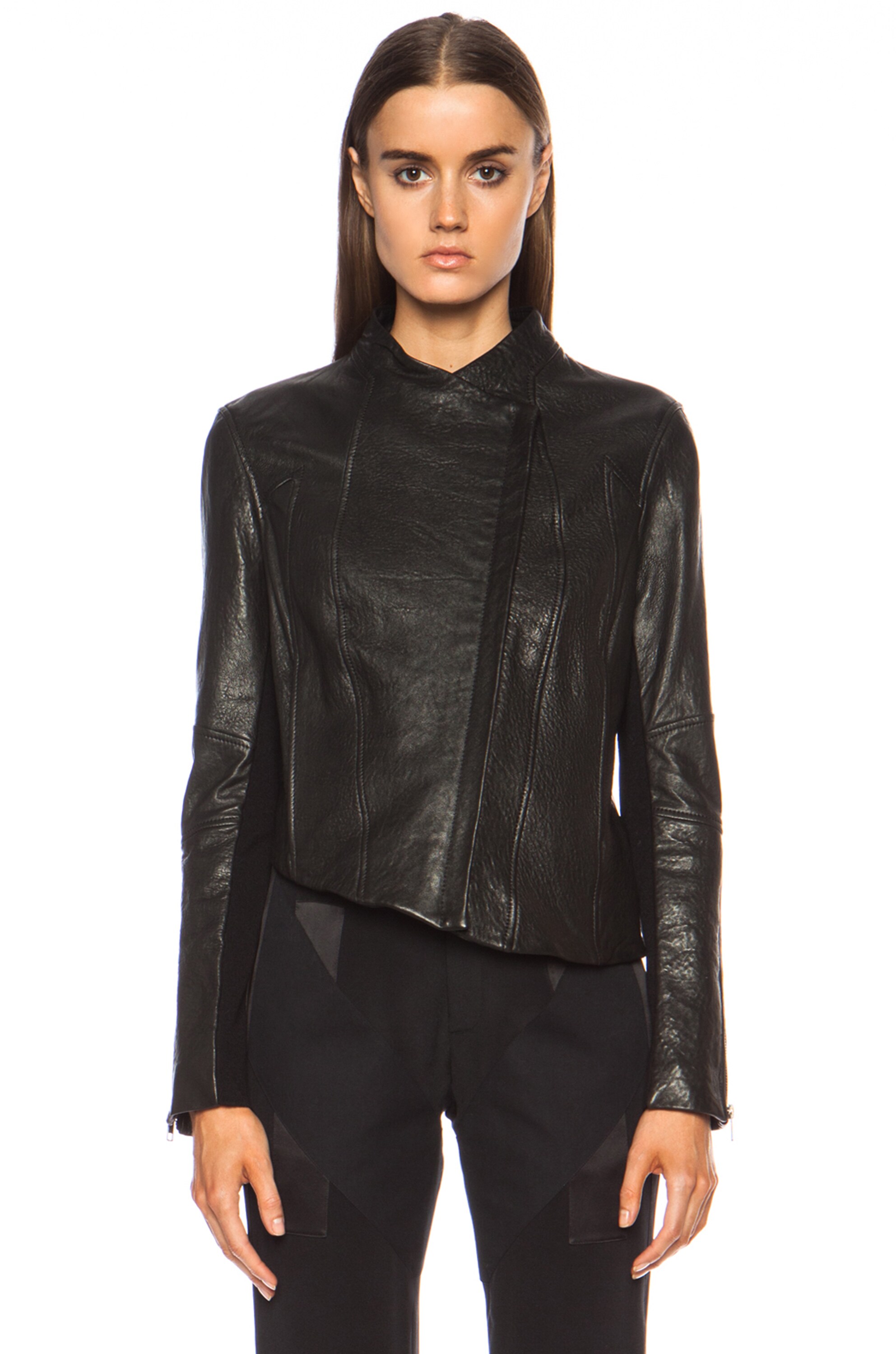 Helmut Lang Asymmetric Blistered Leather Jacket in Black | FWRD