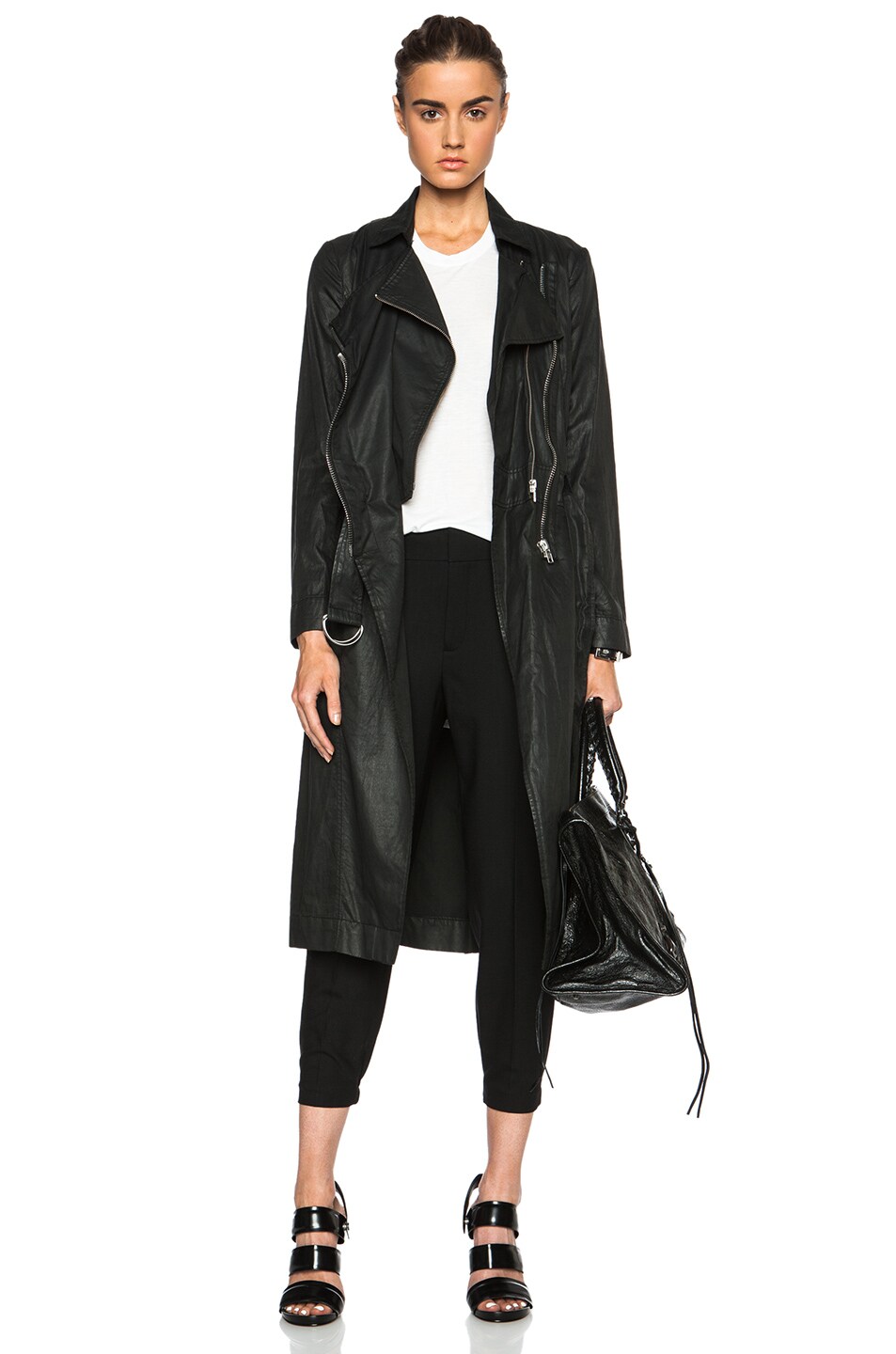 Image 1 of Helmut Lang Distressed Resin Trench in Black