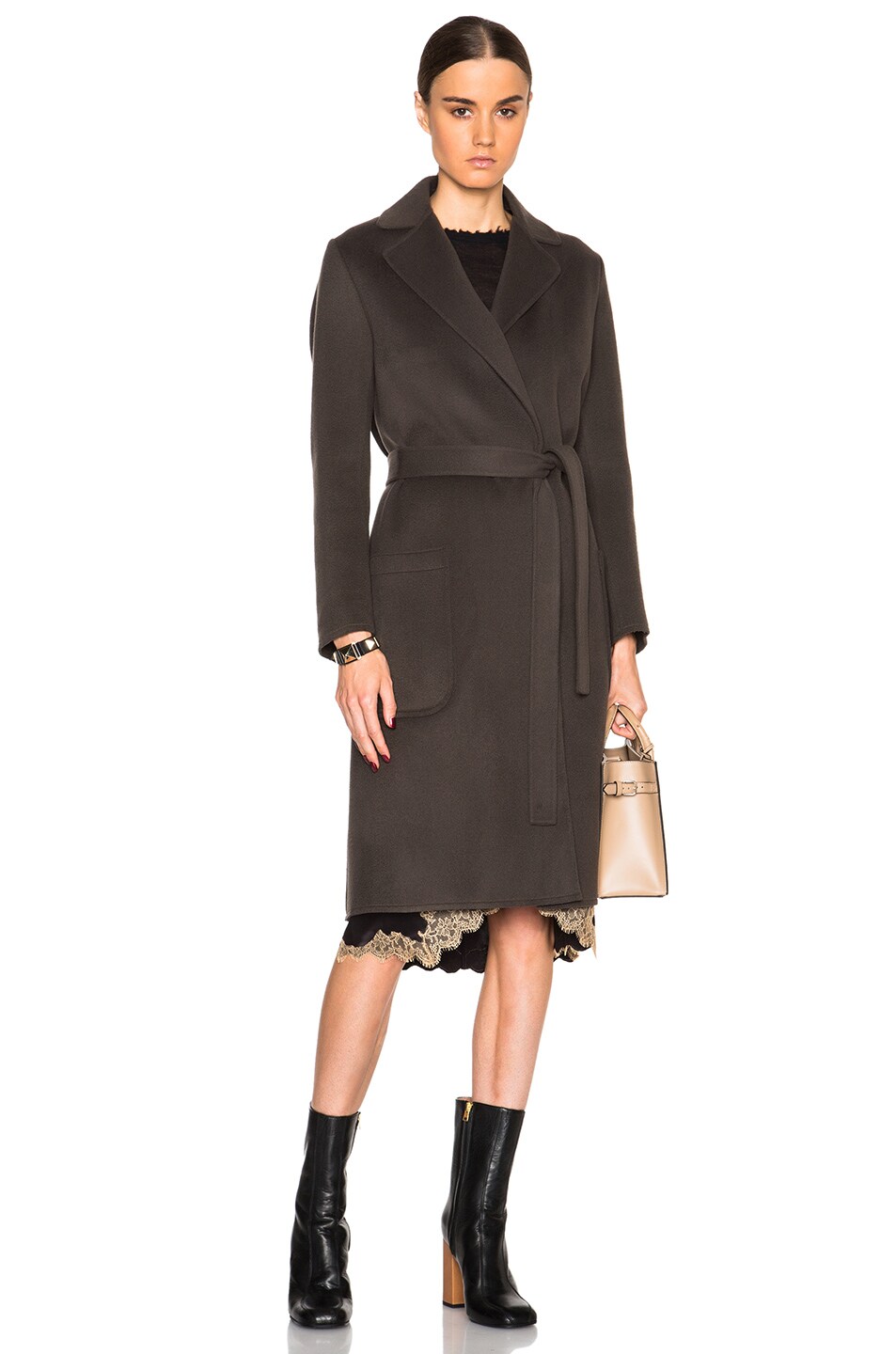 Image 1 of Helmut Lang Double Face Wool Coat in Bark