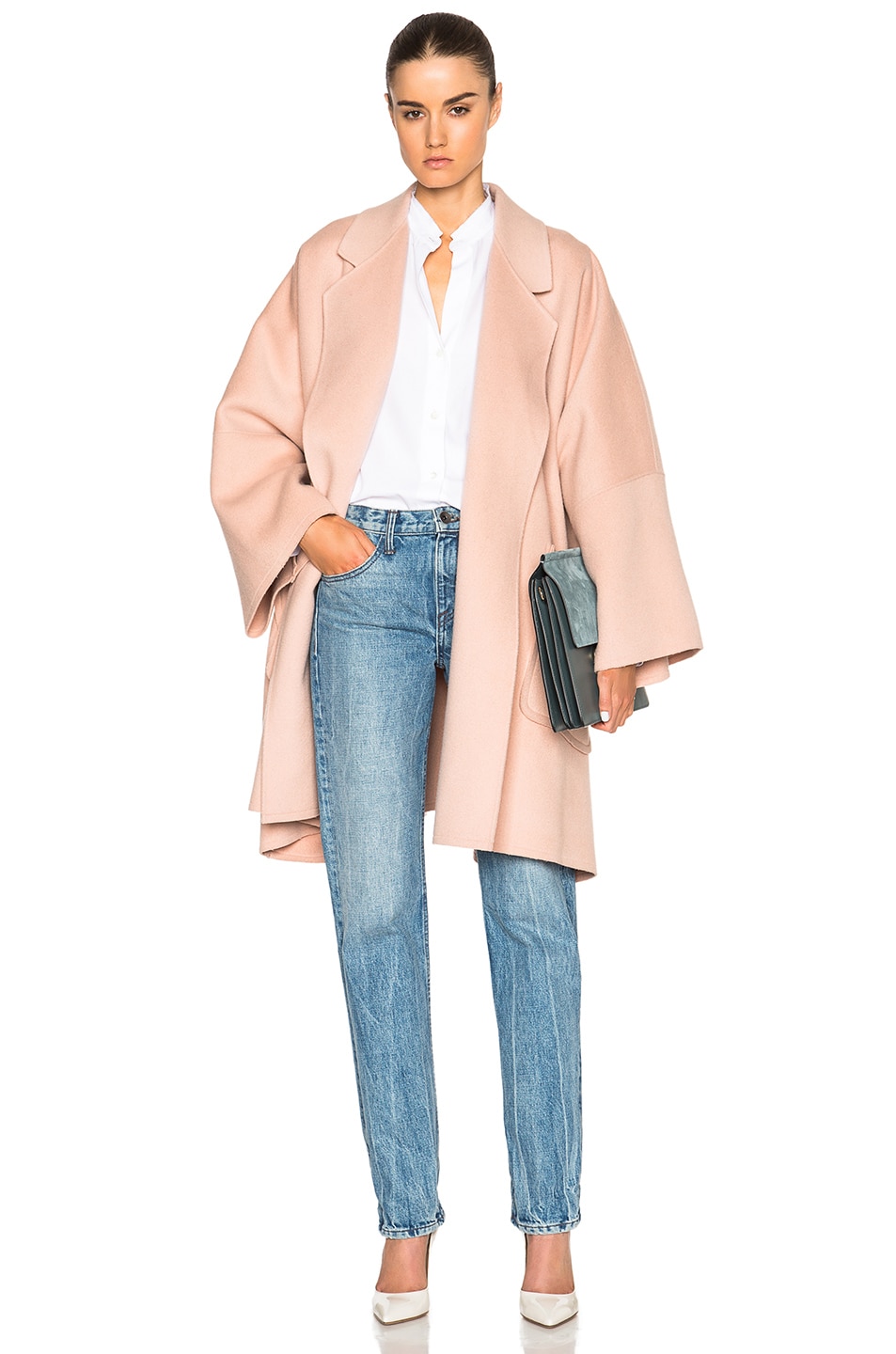 Image 1 of Helmut Lang Double Face Wool Coat in Dusty Pink