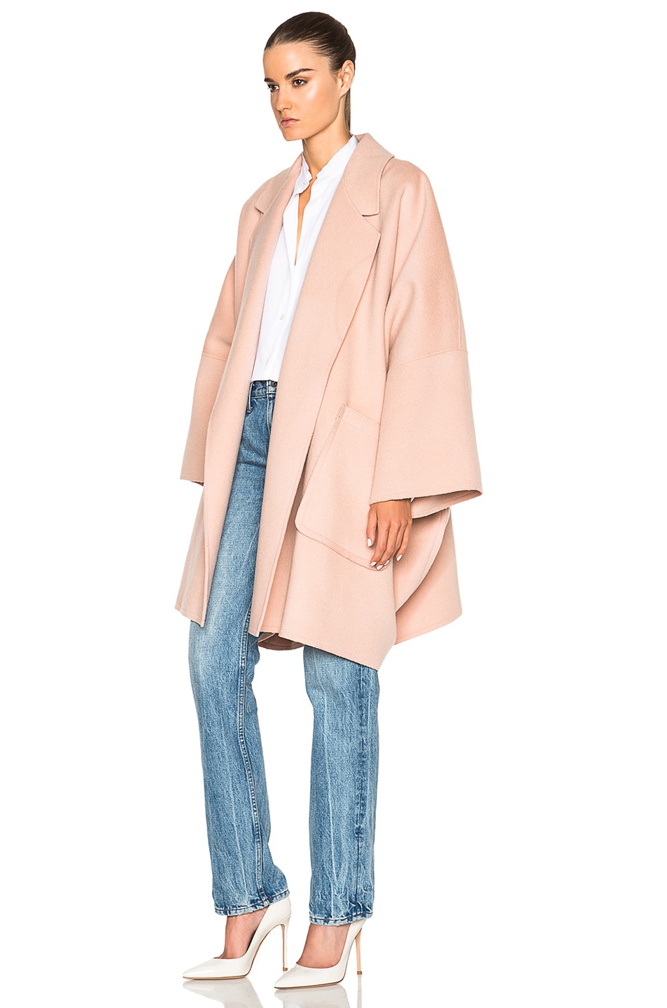 Helmut Lang Double Face Wool Coat in Dusty Pink FWRD