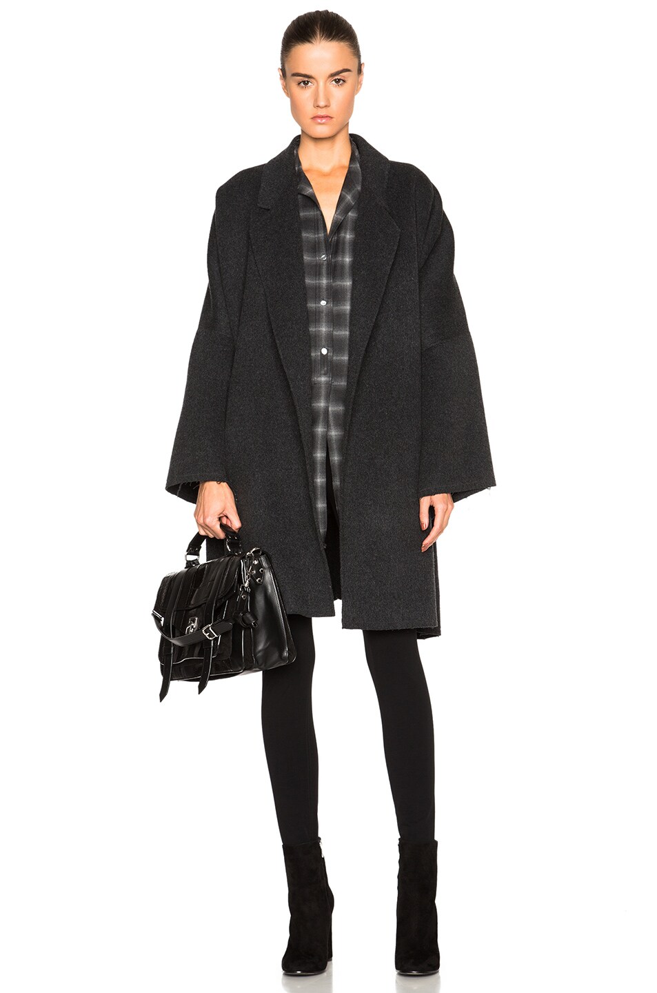 Image 1 of Helmut Lang Double Face Wool Cape in Dark Heather