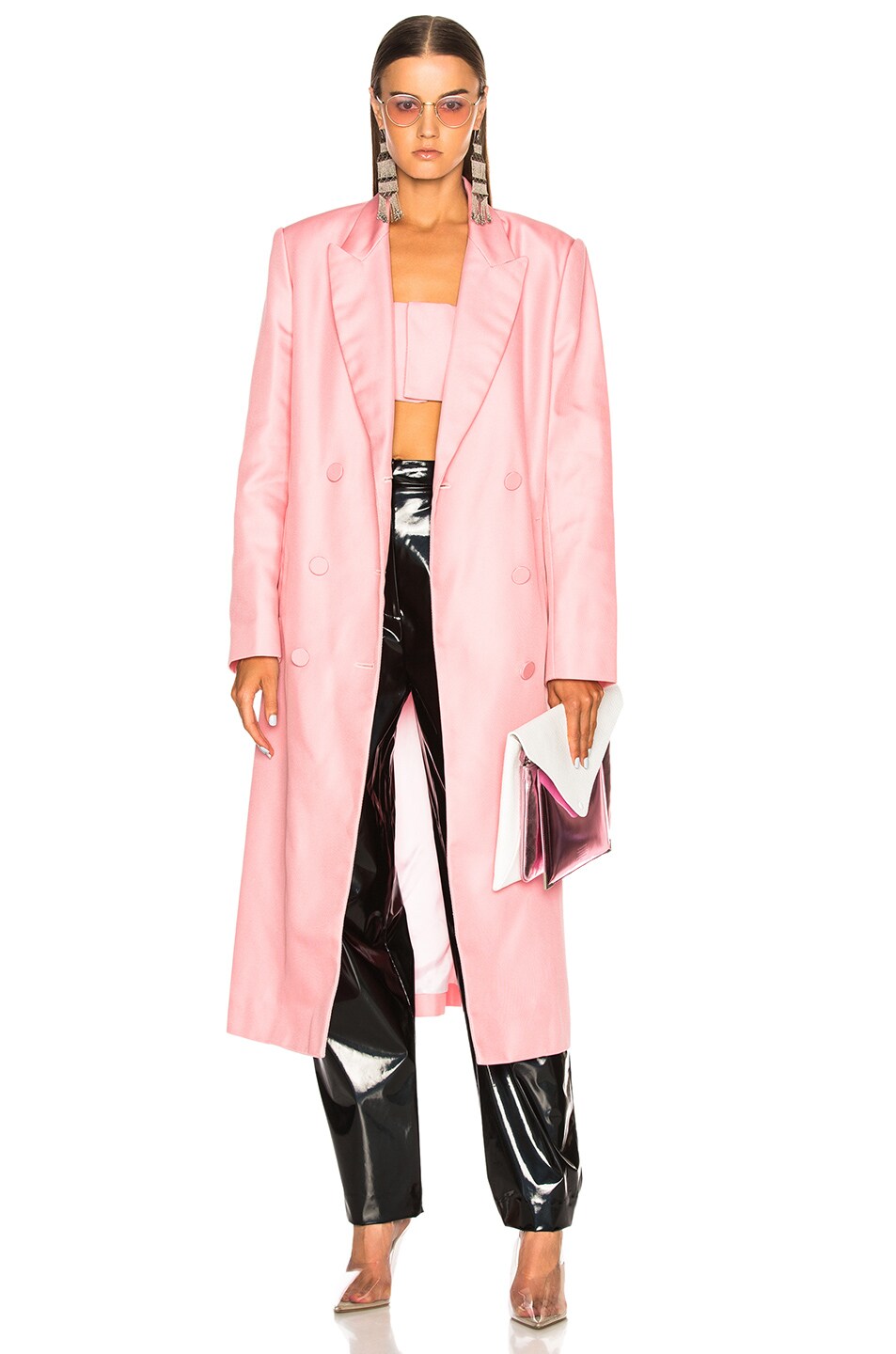 Image 1 of Helmut Lang x Shayne Oliver Double Breasted Coat in Perfect Pink