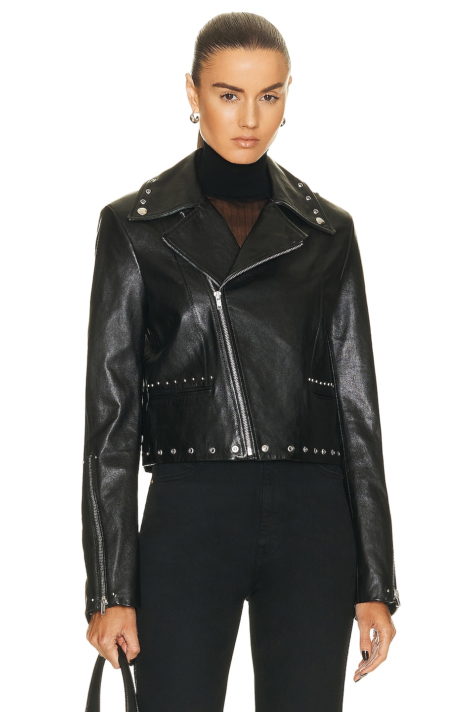 Image 1 of Helmut Lang Studded Leather Jacket in Black