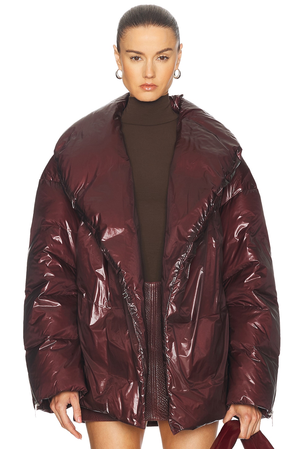 Image 1 of Helmut Lang Apex Cocoon Jacket in Burgundy