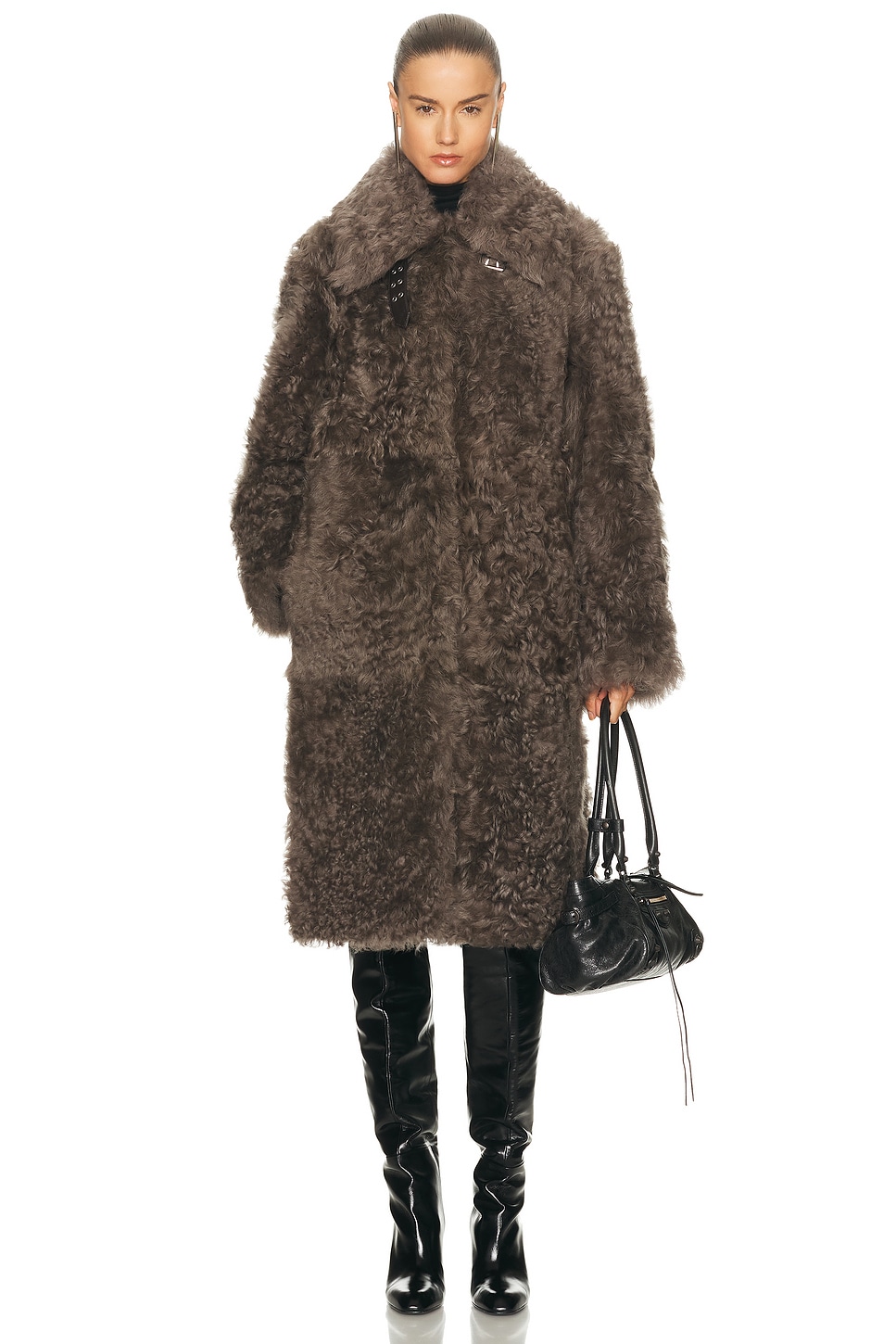 Image 1 of Helmut Lang Shearling Coat in Grey