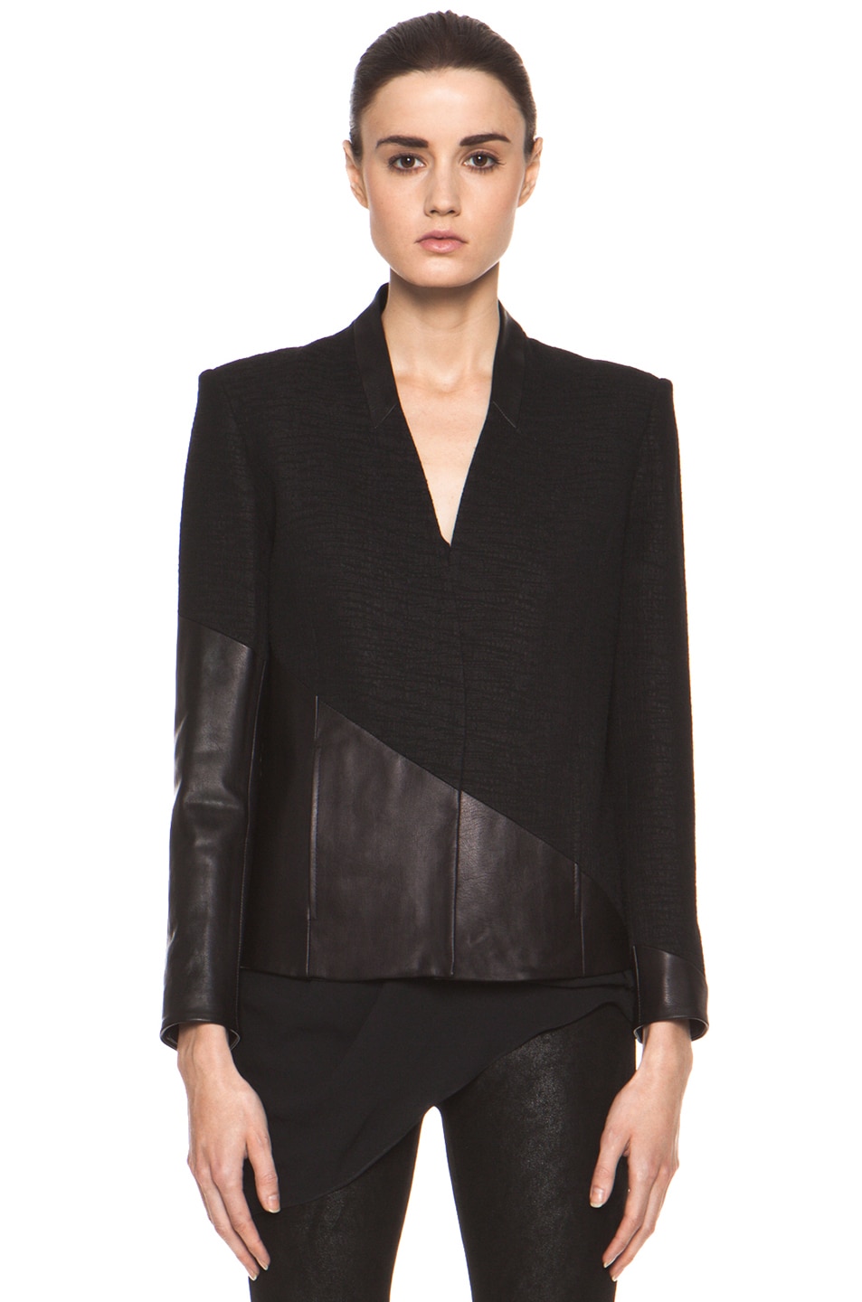 Image 1 of Helmut Lang Warped Suiting Asymmetrical Combo Jacket in Black