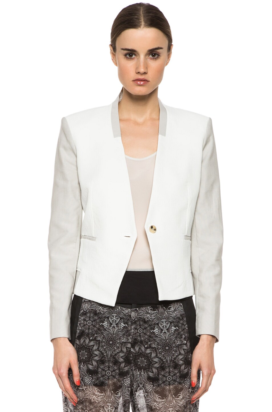 Image 1 of Helmut Lang Quarry Cotton-Blend Suiting Blazer in Arctic White