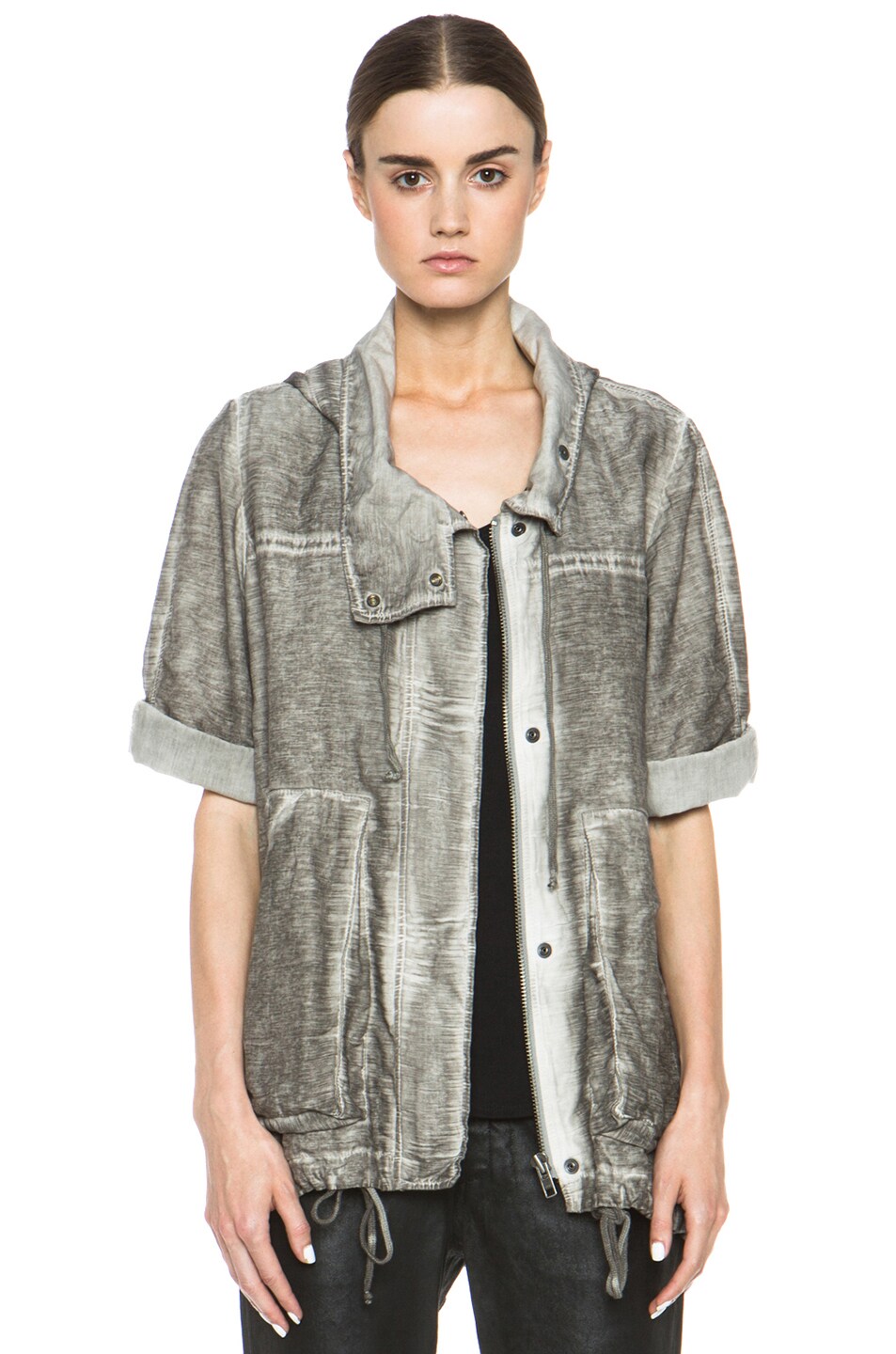 Image 1 of Helmut Lang Double Cotton Silk Jacket in Silica