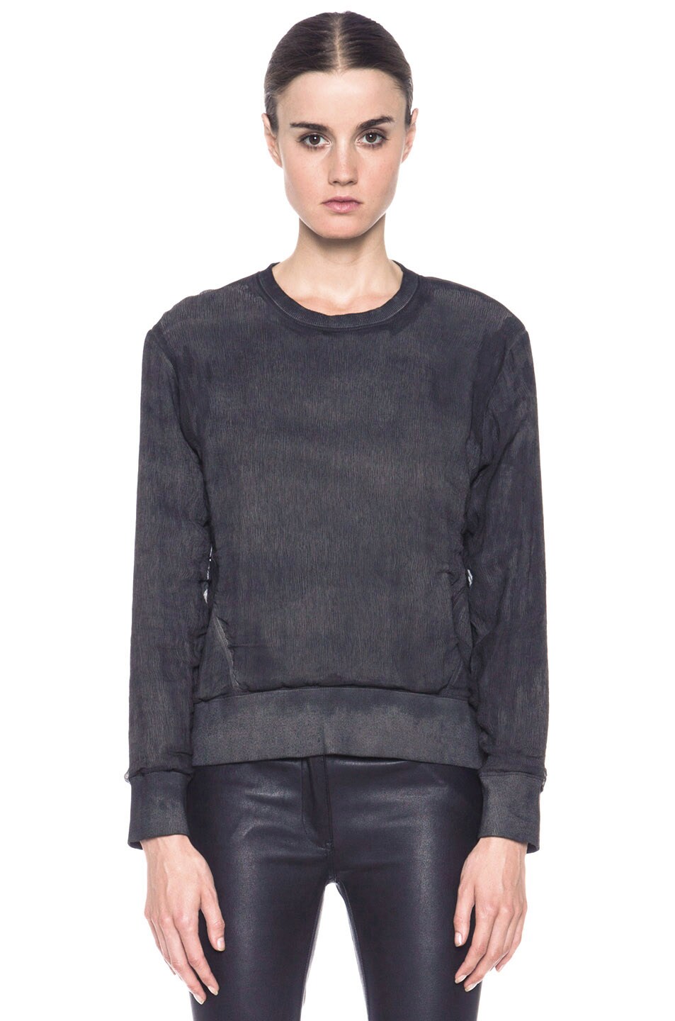 Image 1 of Helmut Lang Washed Cotton-Blend Sweatshirt in Black