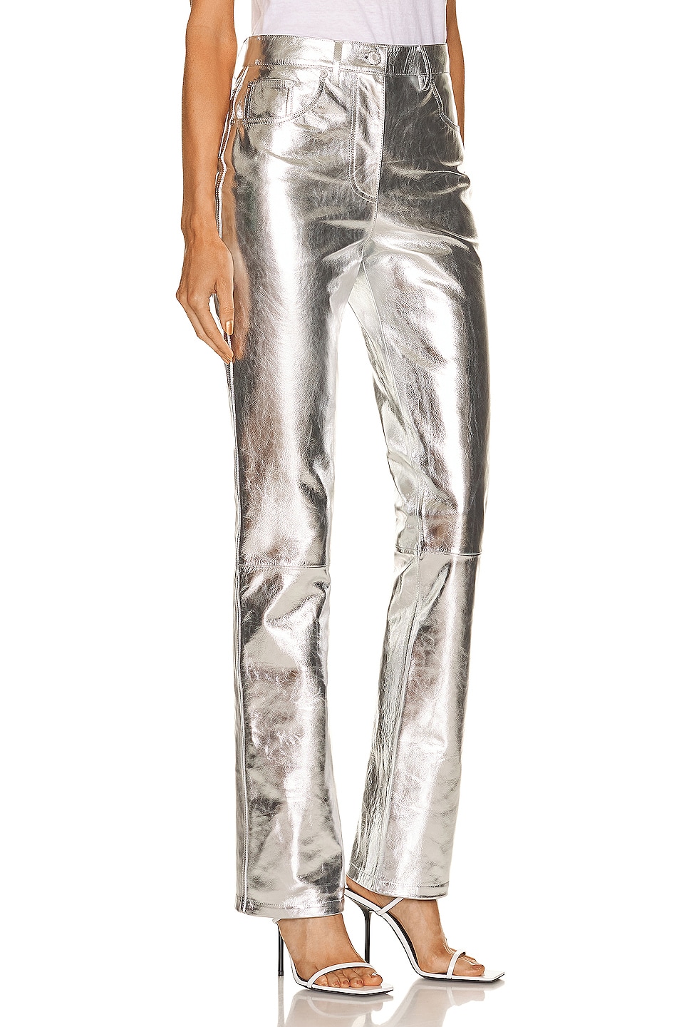 Helmut Lang Mirror Pant in Metallic Silver | FWRD
