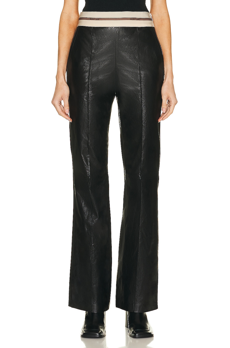 Image 1 of Helmut Lang Leather Pull On Pant in Black