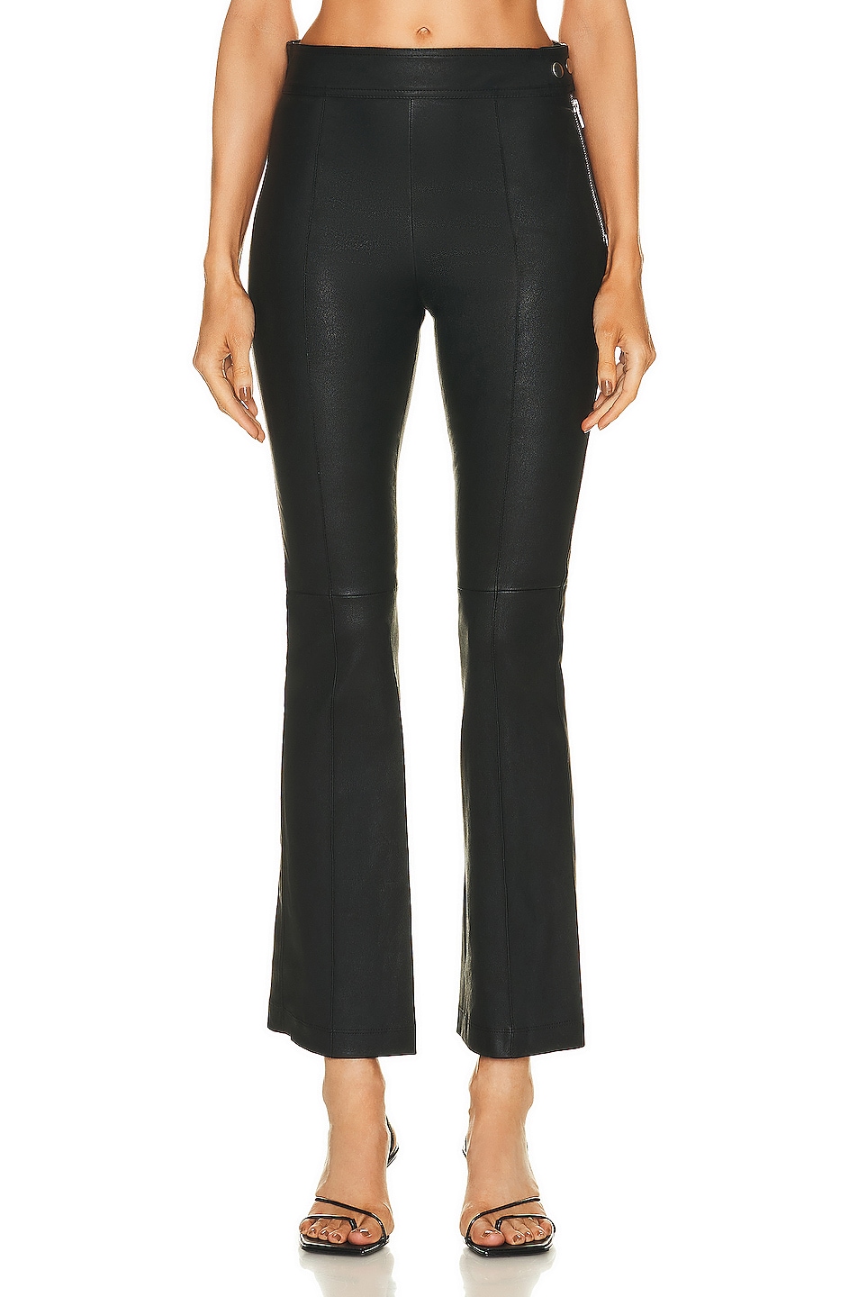 Image 1 of Helmut Lang Leather Crop Flare Pant in Black