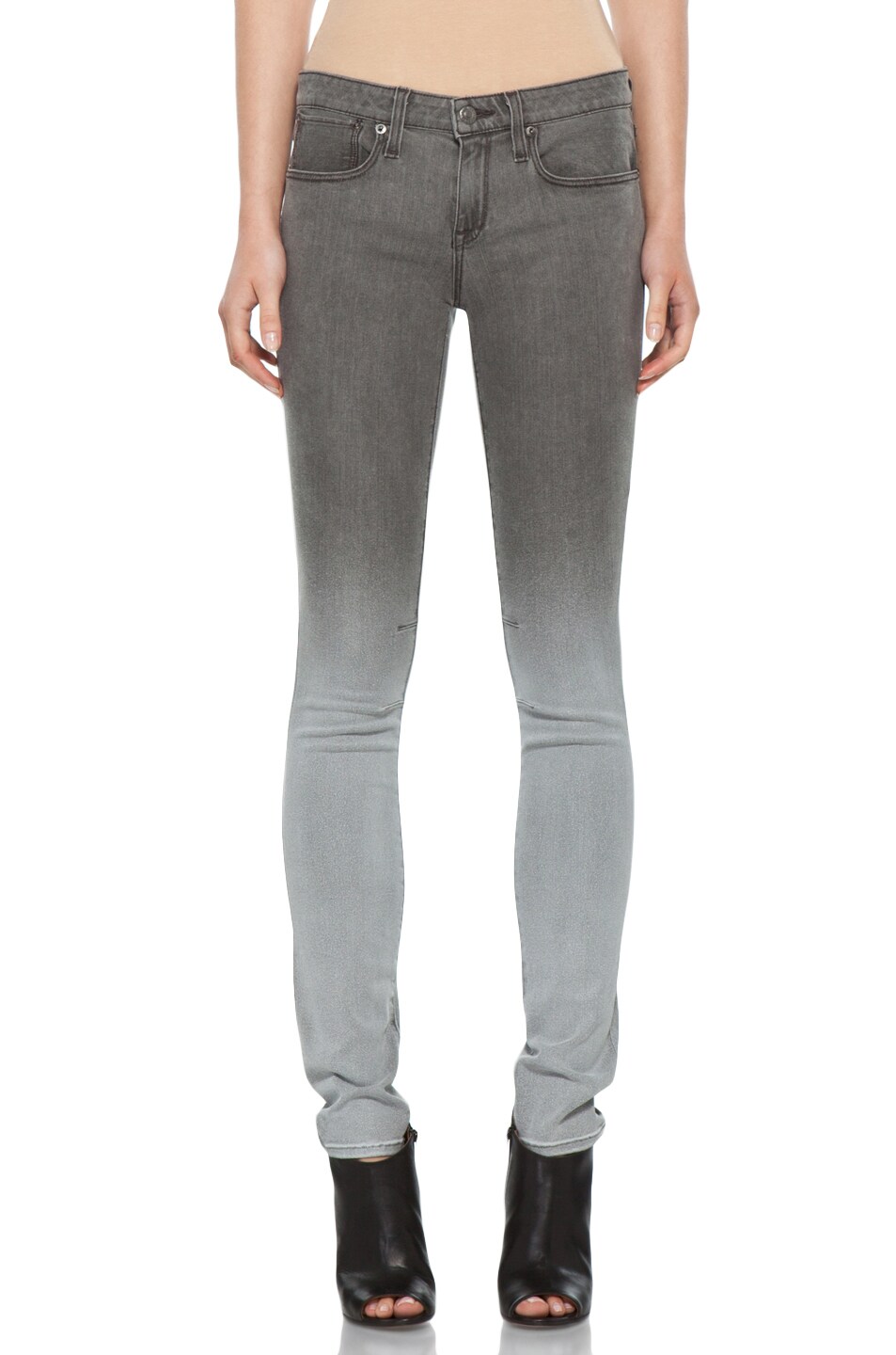 Helmut Lang HELMUT 5 Pocket Skinny Fade Wash in Grey | FWRD