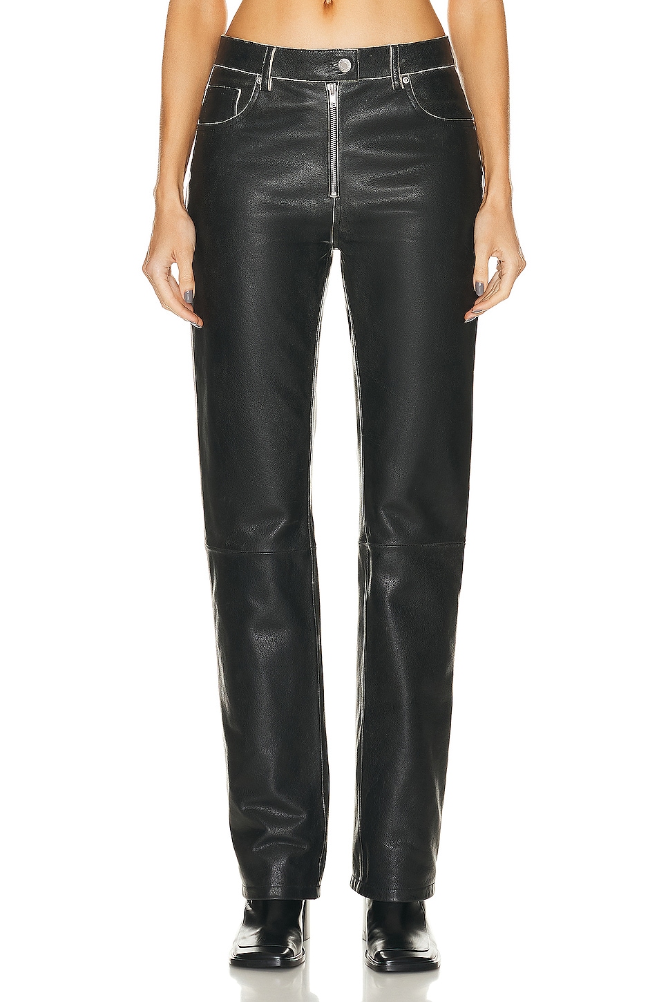 Image 1 of Helmut Lang Leather 5 Pocket Vintage Pant in Black