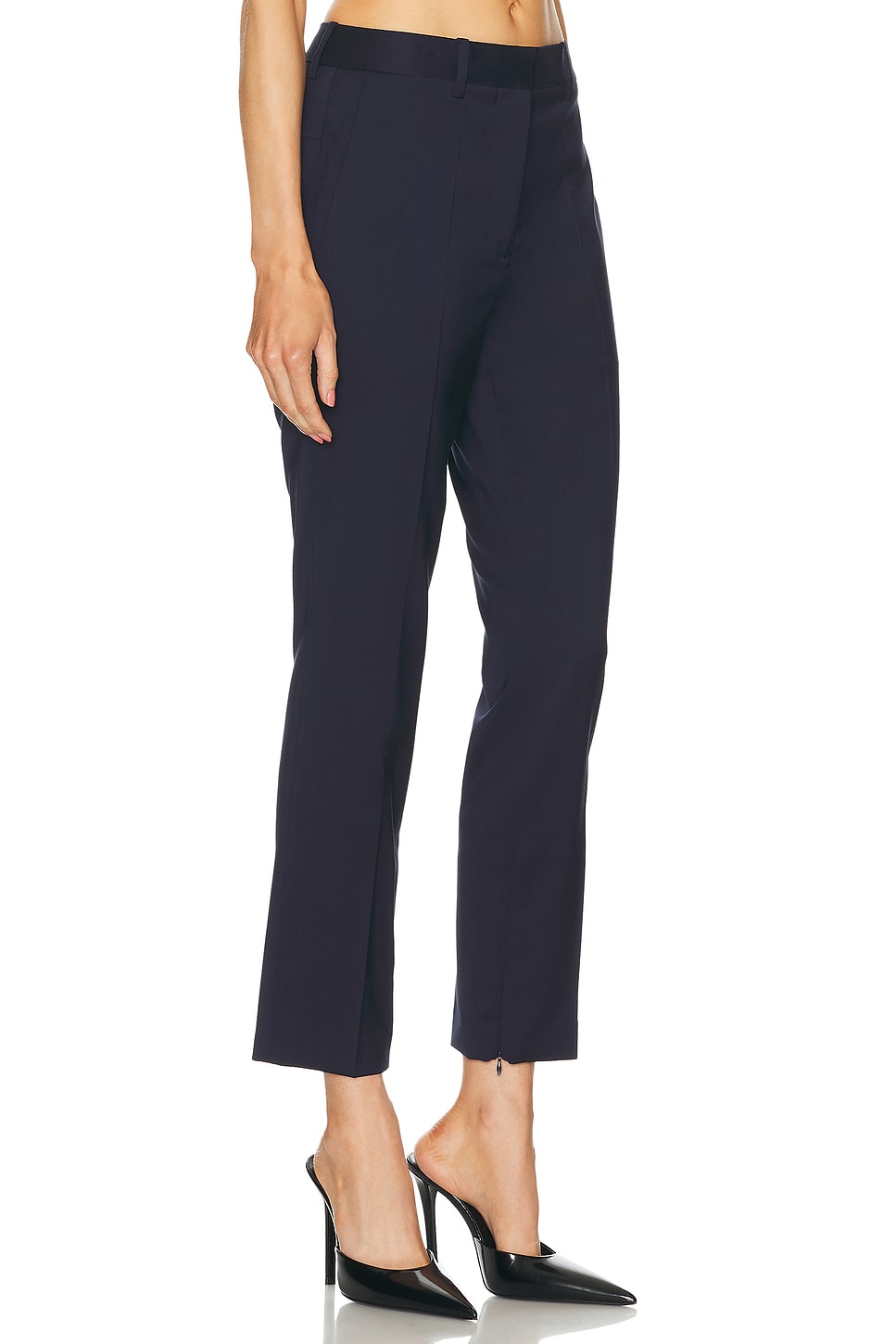 Shop Helmut Lang Crop Tailored Trouser In Navy