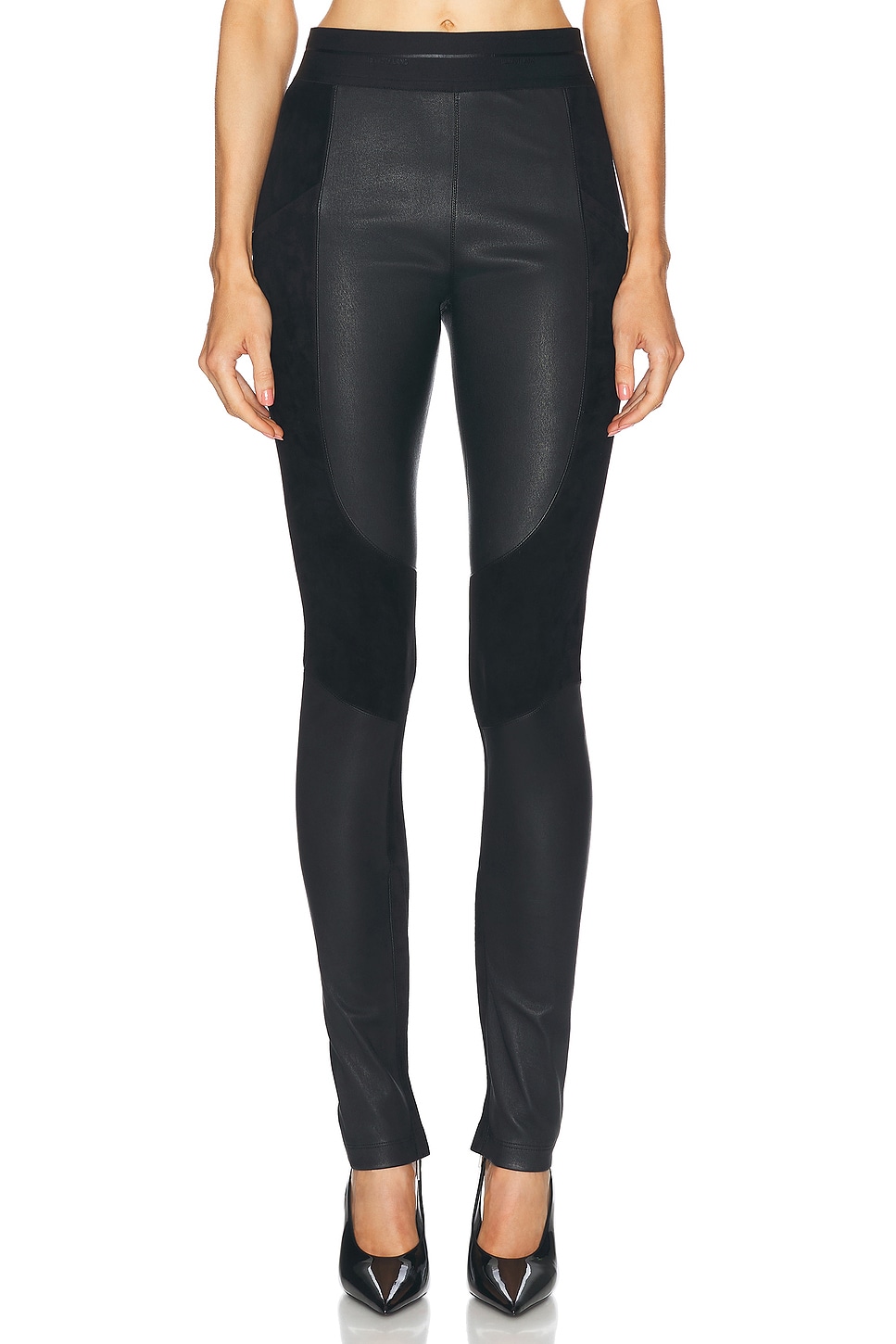 Image 1 of Helmut Lang Leather Leggings in Black