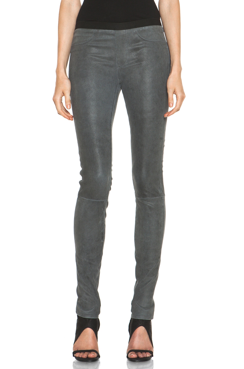 Image 1 of Helmut Lang Patina Stretch Leather Legging in Blade
