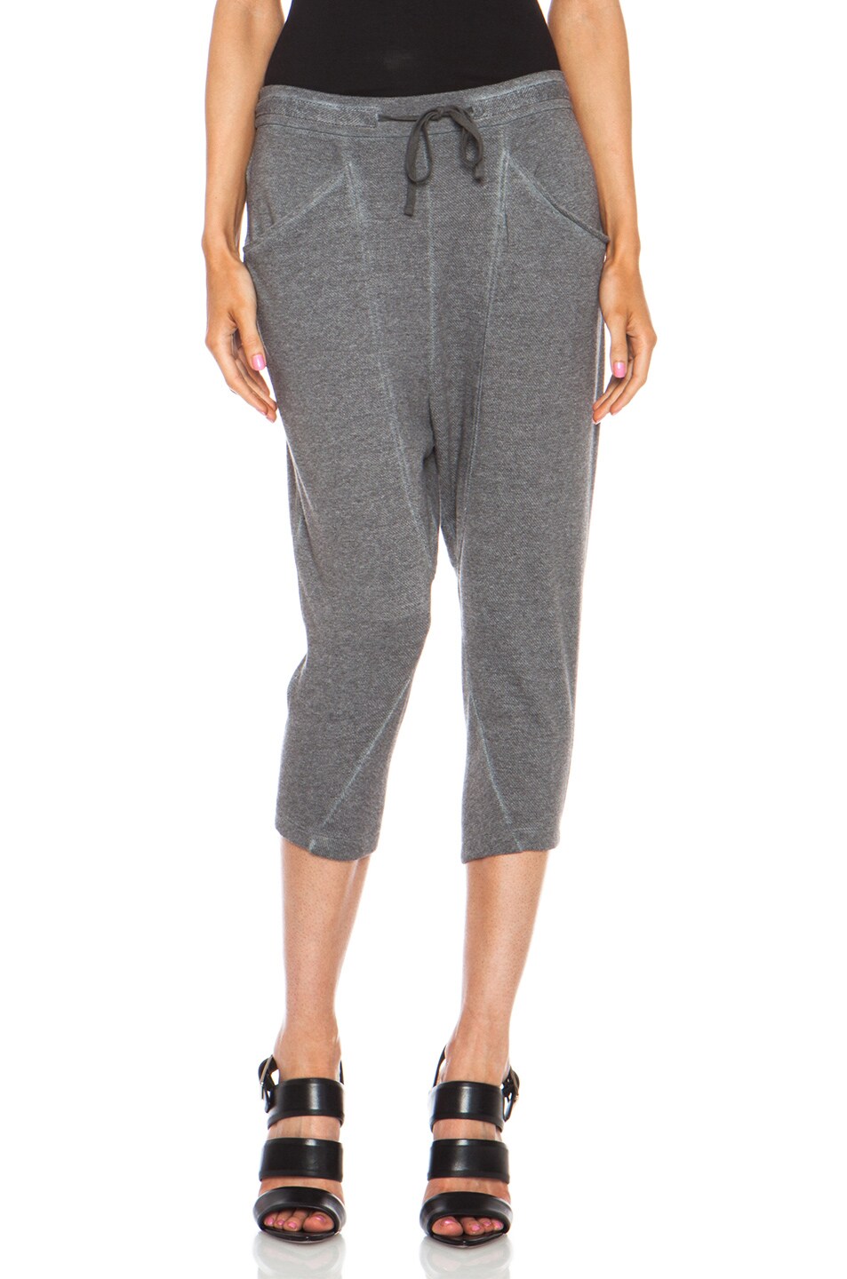 Image 1 of Helmut Lang Cold Dye Drawstring Poly-Blend Sweatpant in Cave Grey