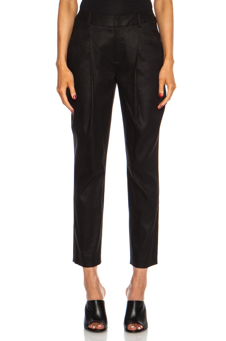Image 1 of Helmut Lang Glossy Linen Twill Pant in Black
