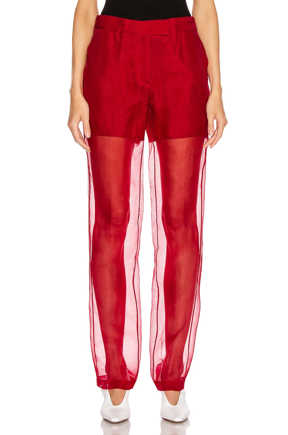 Image 1 of Helmut Lang Straight Leg Organza Pant in Red