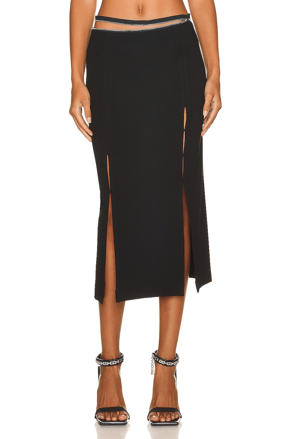 Image 1 of Helmut Lang Slit Midi Skirt in Black