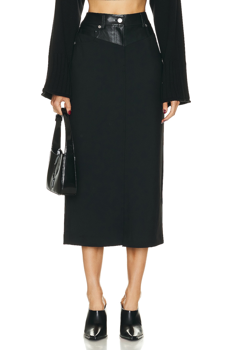 Image 1 of Helmut Lang Garter Midi Skirt in Black