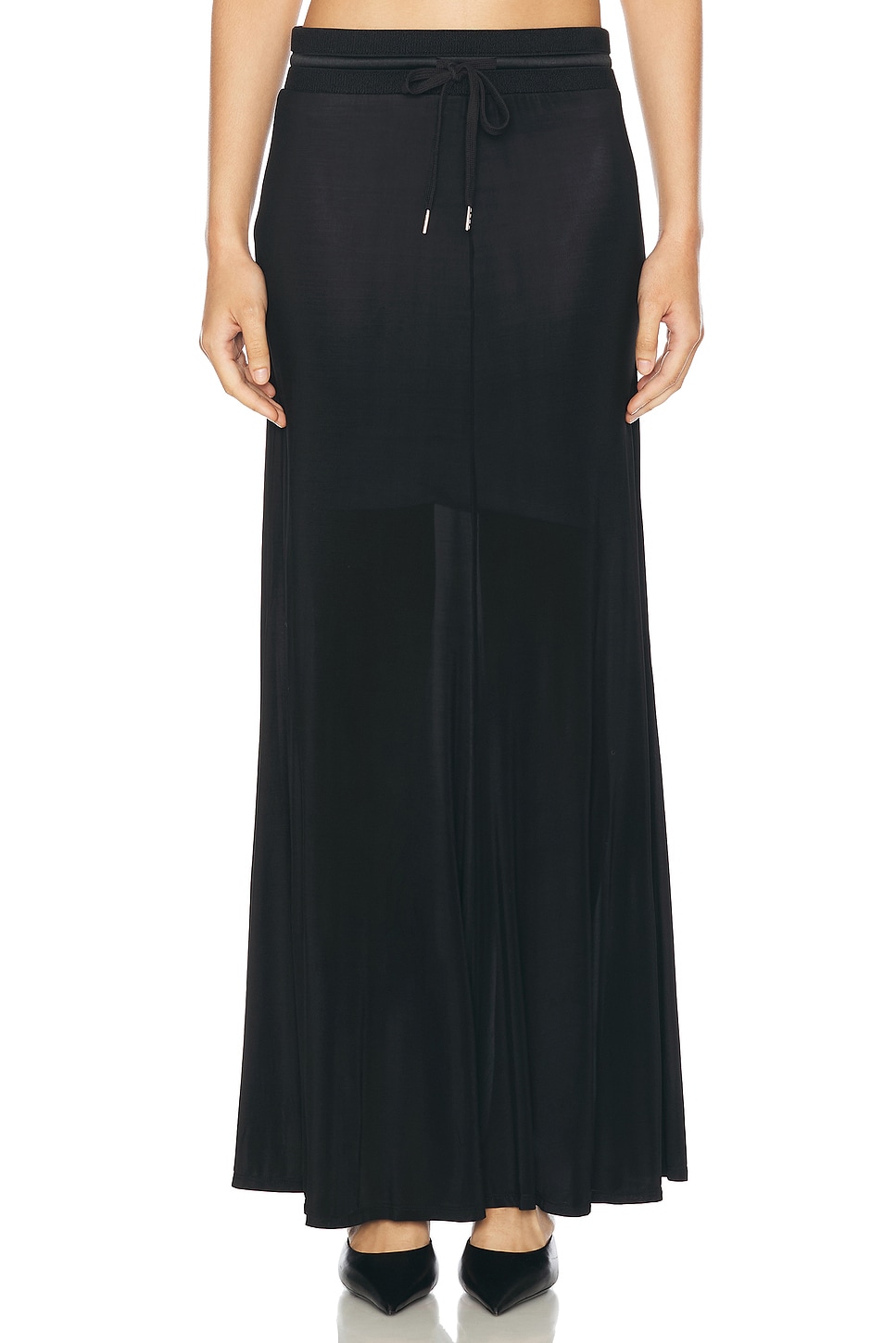 Shop Helmut Lang Drawstring Waist Maxi Skirt In Black