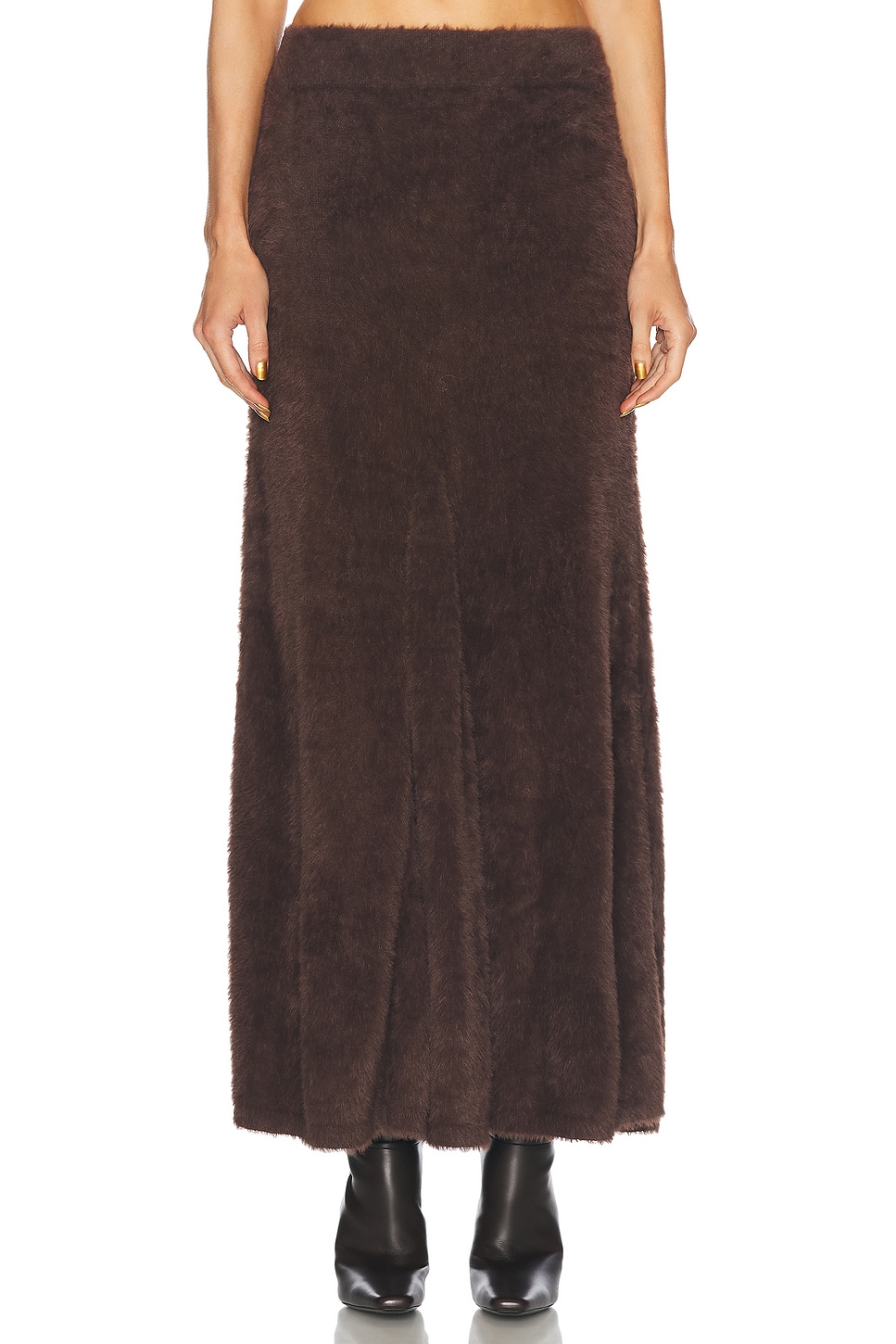 Knit Maxi Skirt in Brown