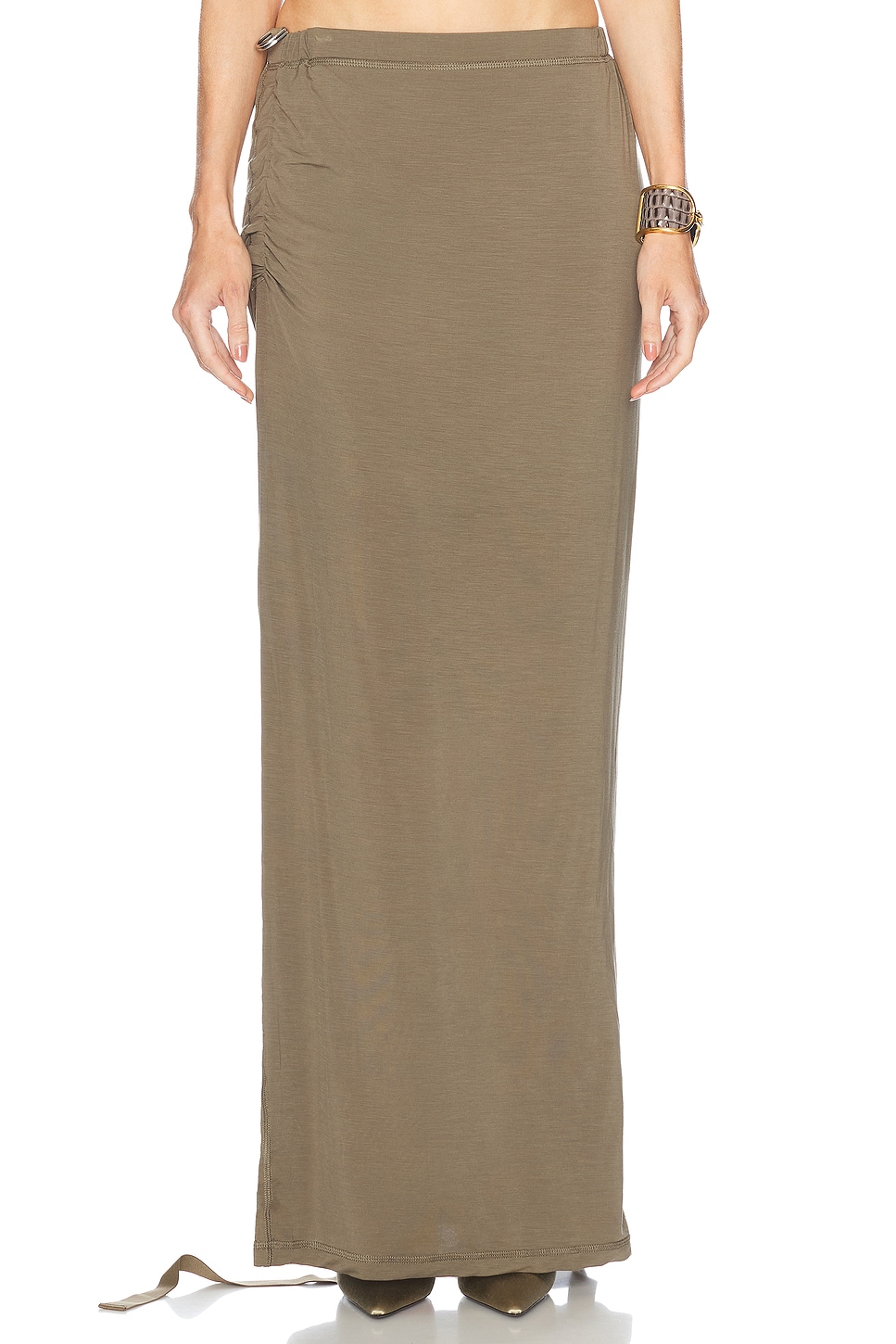 High Waisted Long Skirt in Olive