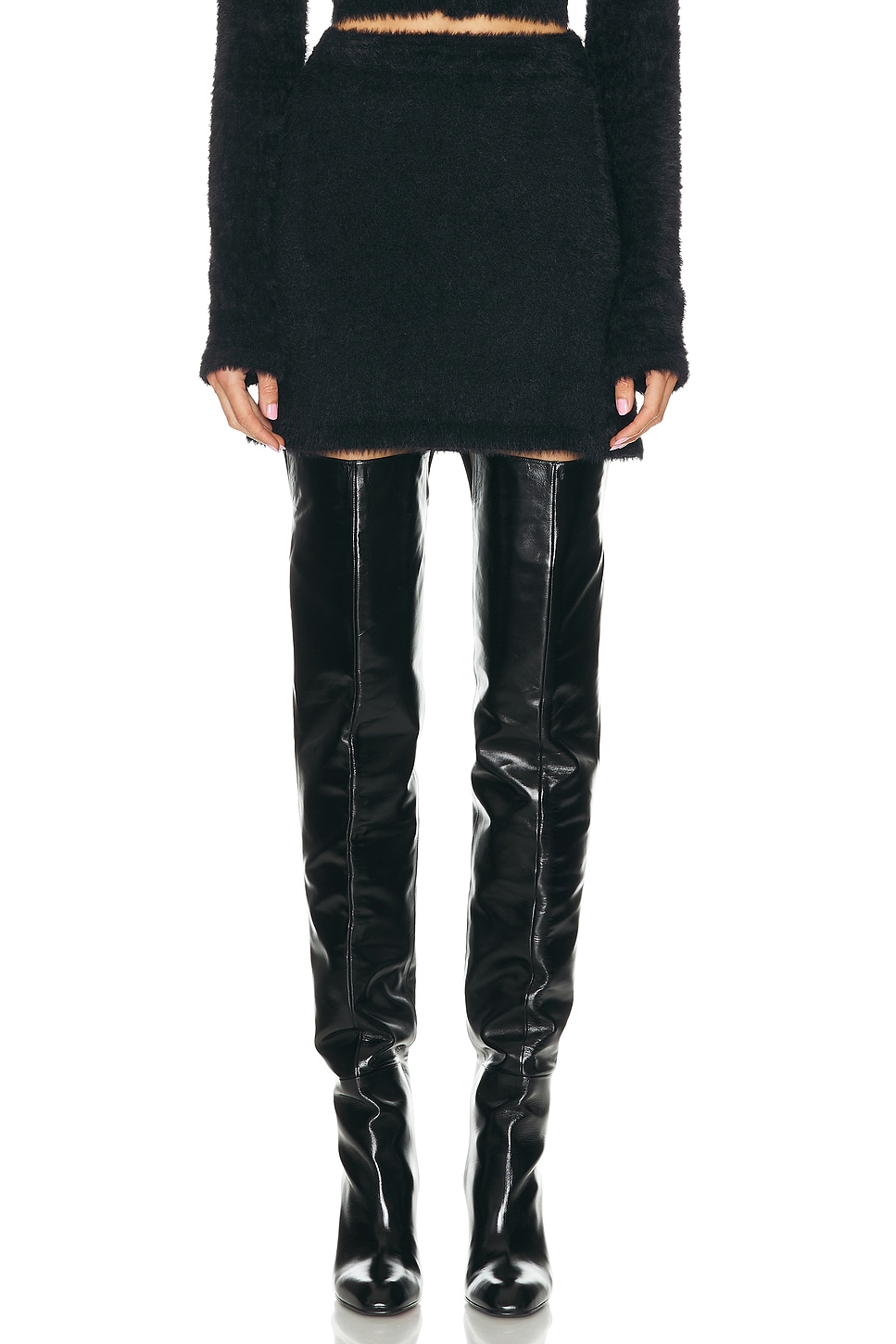 Image 1 of Helmut Lang Mini Eyelash Skirt in Black