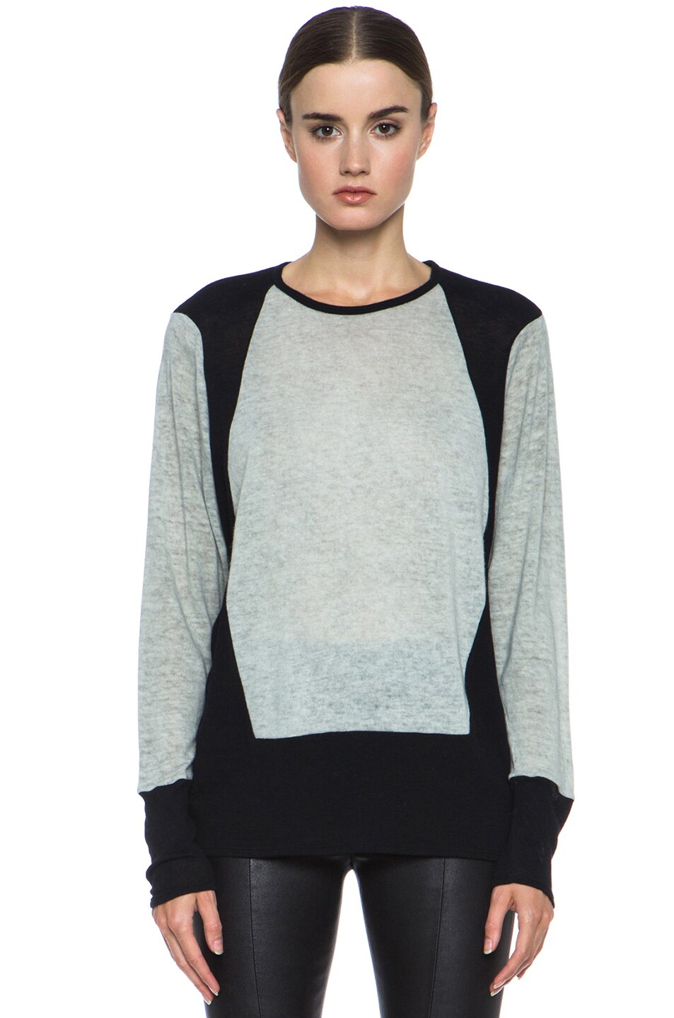Image 1 of Helmut Lang Wool-Blend Cozy Carved Pullover in Mute & Black