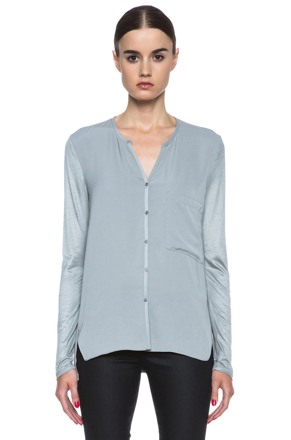 Image 1 of Helmut Lang HELMUT Nexa Round Neck Poly Top in Lace