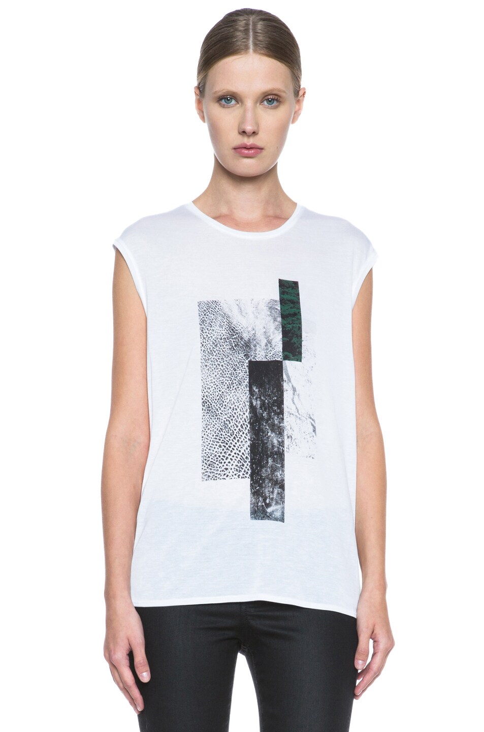 Image 1 of Helmut Lang HELMUT Graph Print Modal-Blend Muscle Tee in Spruce Multi