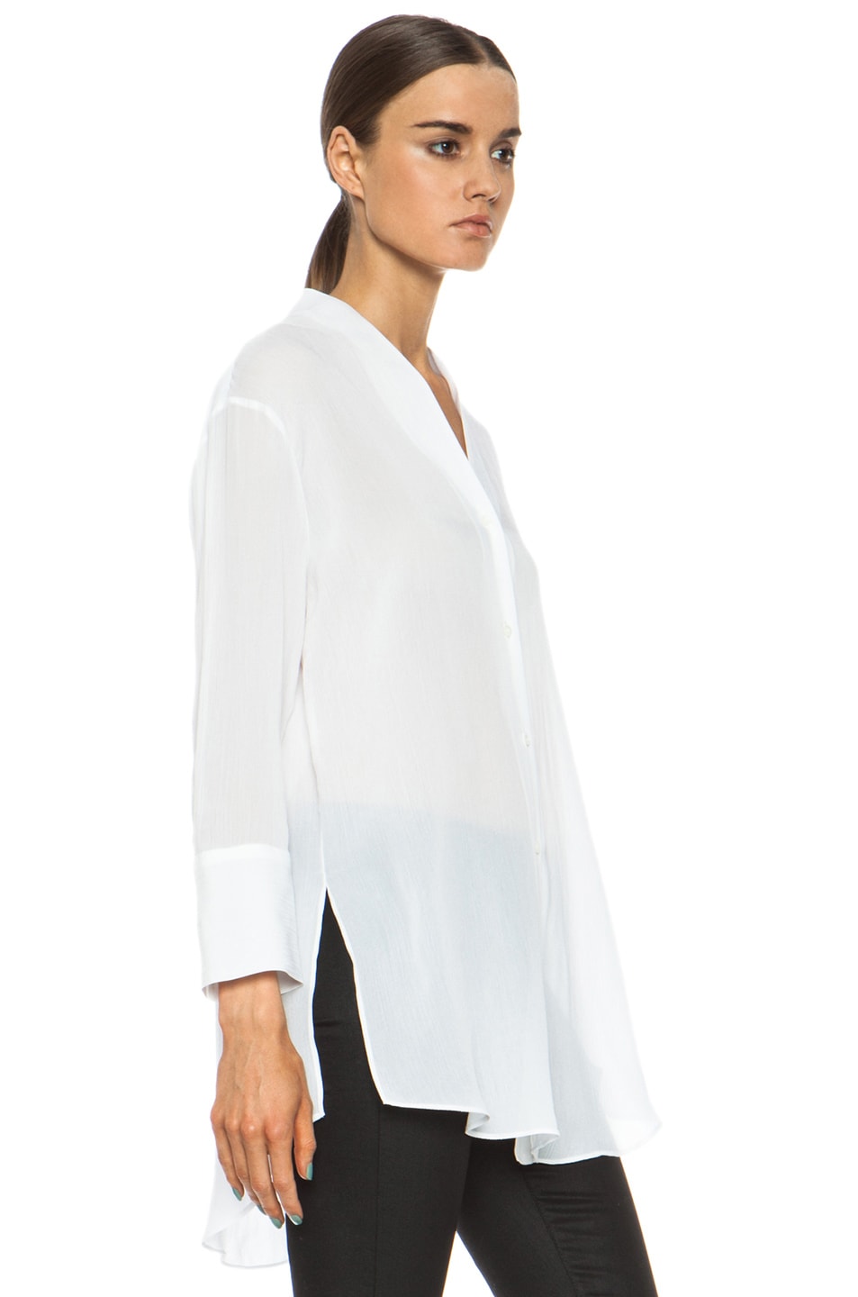 Helmut Lang Mist Oversized Viscose Button Down in Optic White | FWRD