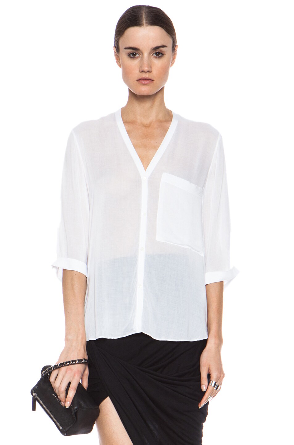 Image 1 of Helmut Lang Twist Back Viscose Top in Optic White