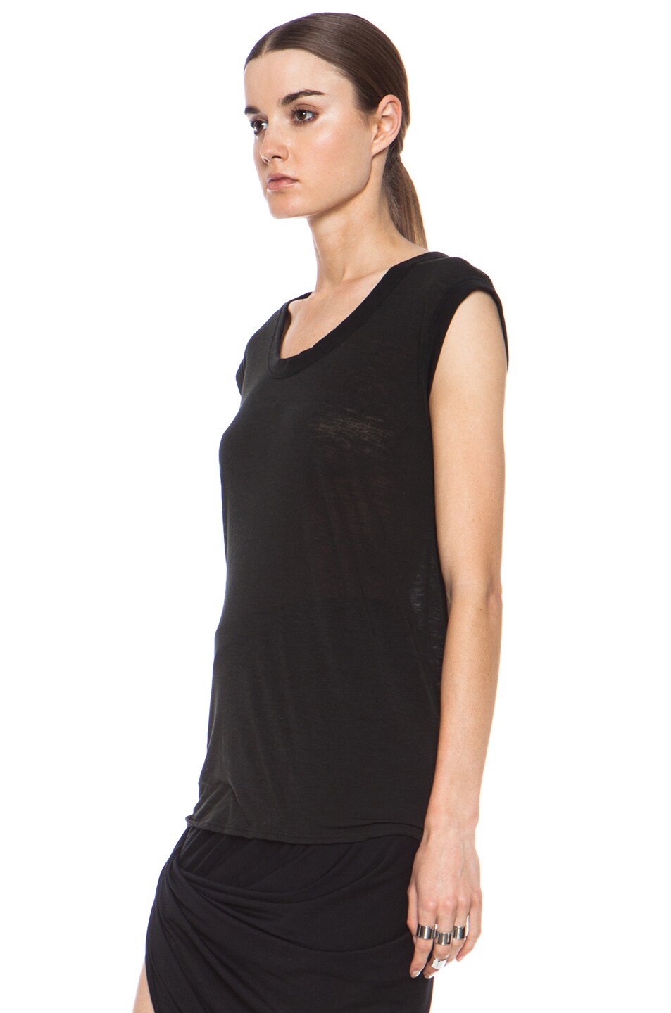 Helmut Lang Binding Poly-Blend Muscle Tee in Black | FWRD