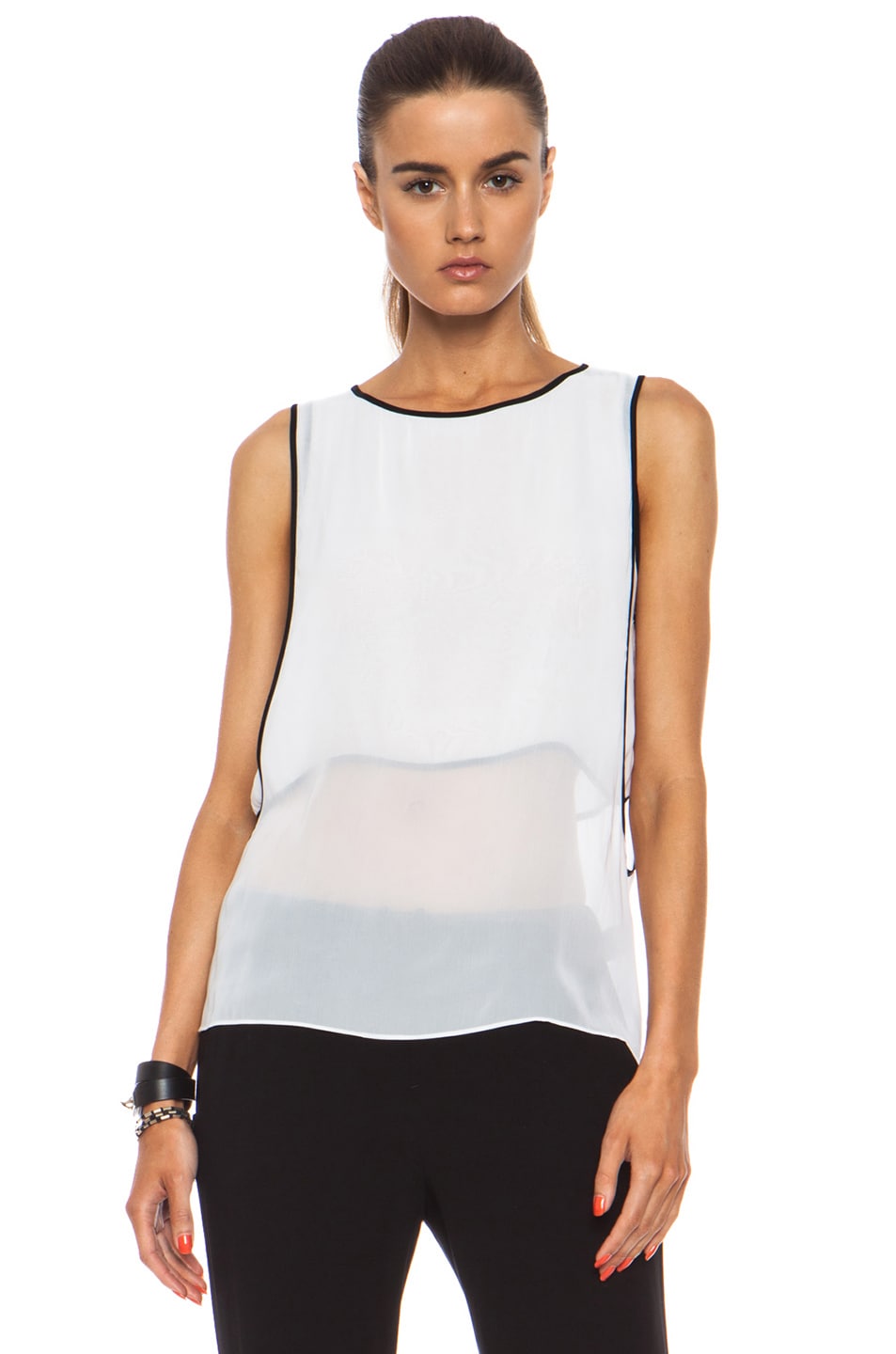 Image 1 of Helmut Lang Vanish Double Layer Poly Top in Optic White