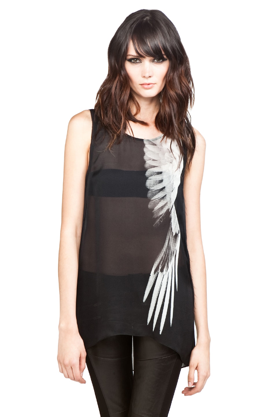 Image 1 of Helmut Lang Falcon Print Tank in Grey Scale