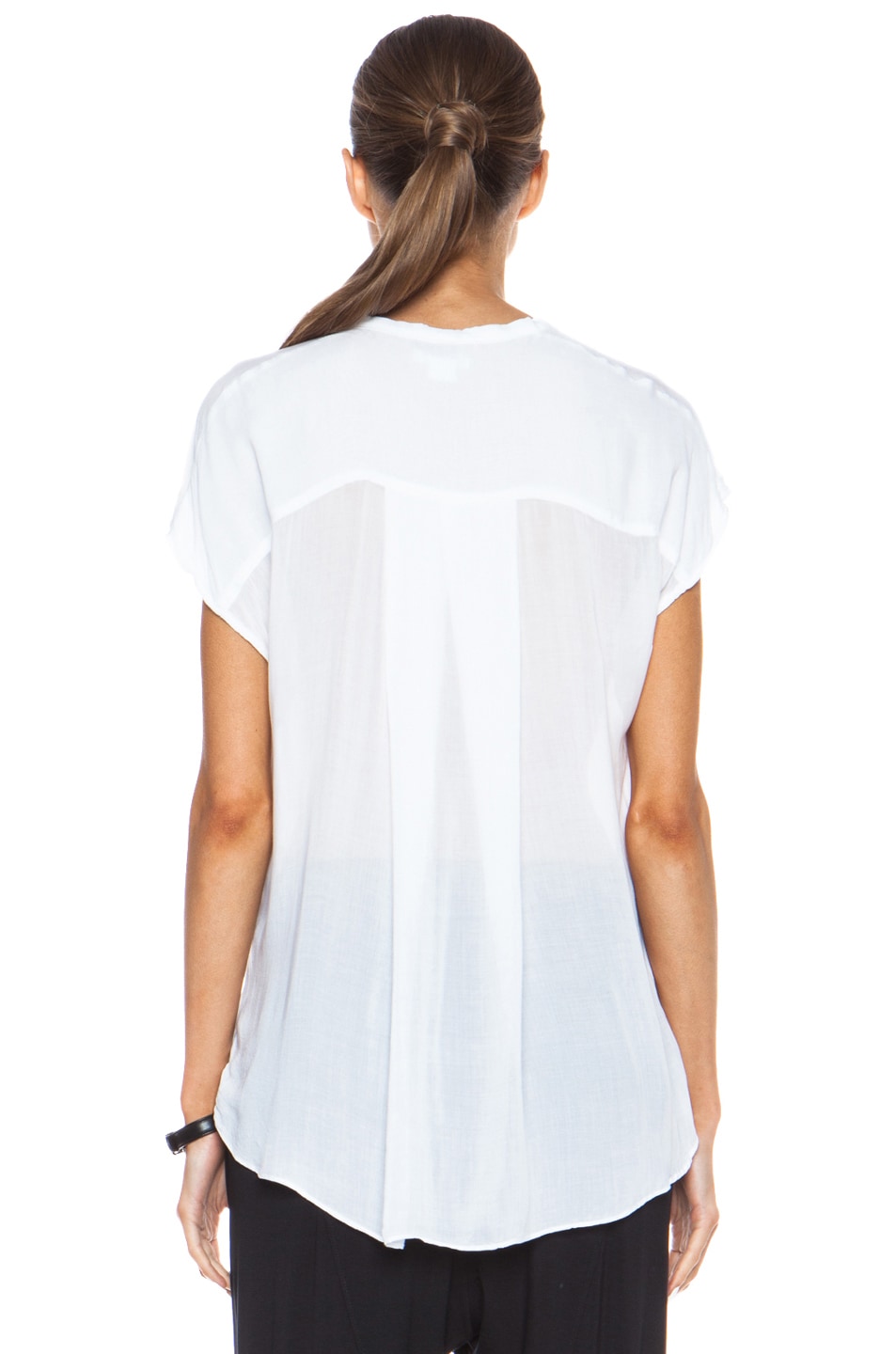 Helmut Lang Draped Angled Viscose Top in Optic White | FWRD