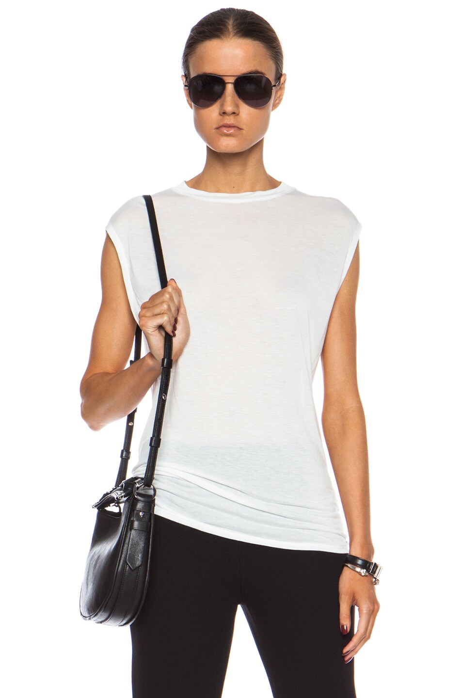 Image 1 of Helmut Lang Slack Jersey Muscle Micro Modal Tee in Winter White