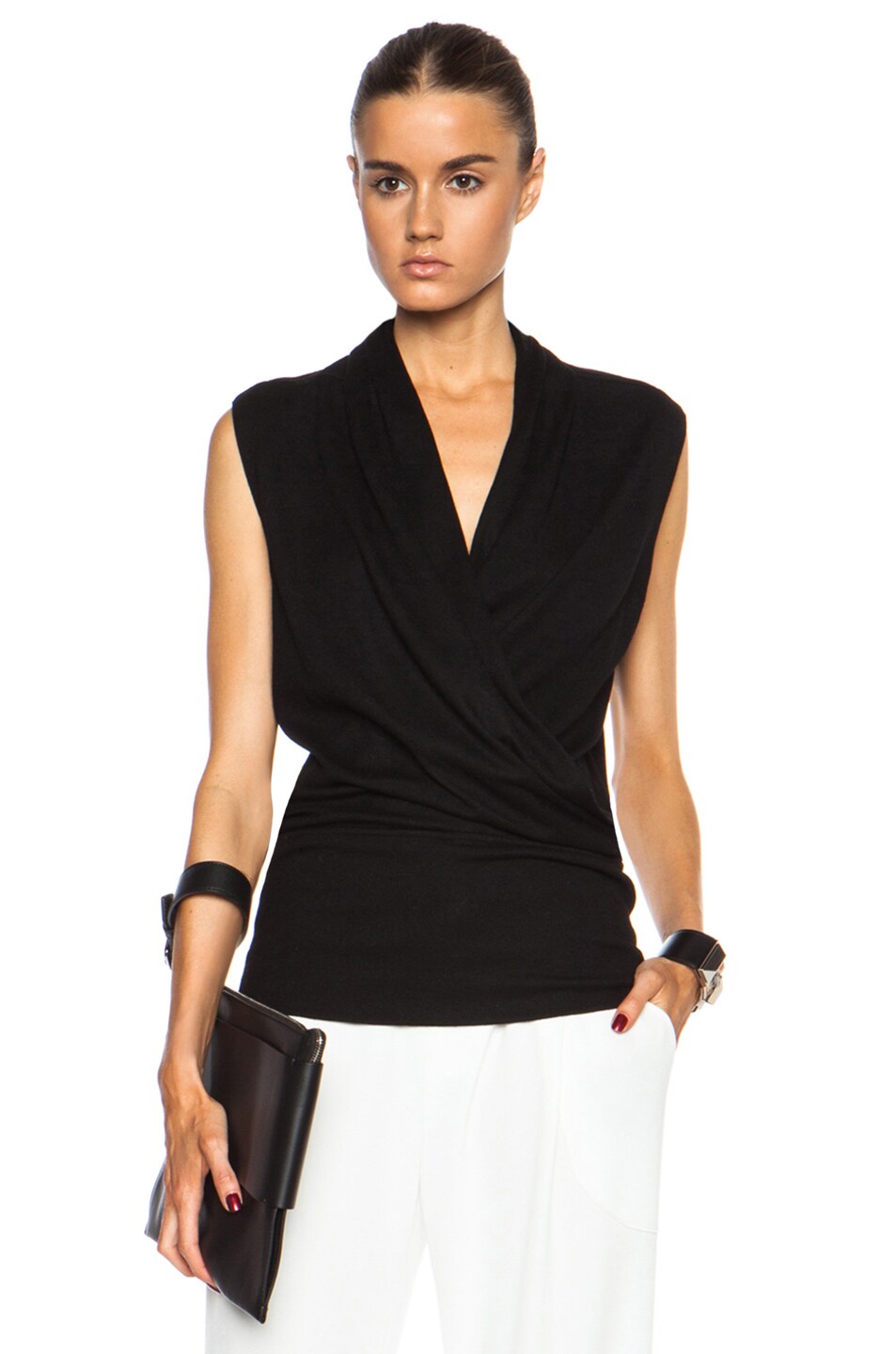 helmut lang pleated metallic sleeveless top