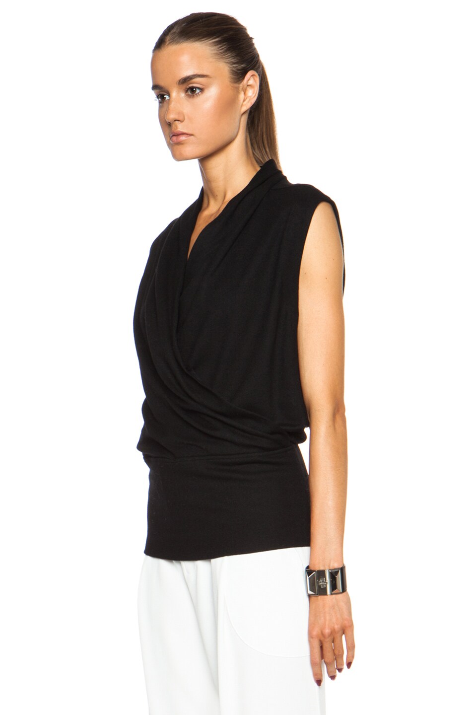 helmut lang pleated metallic sleeveless top