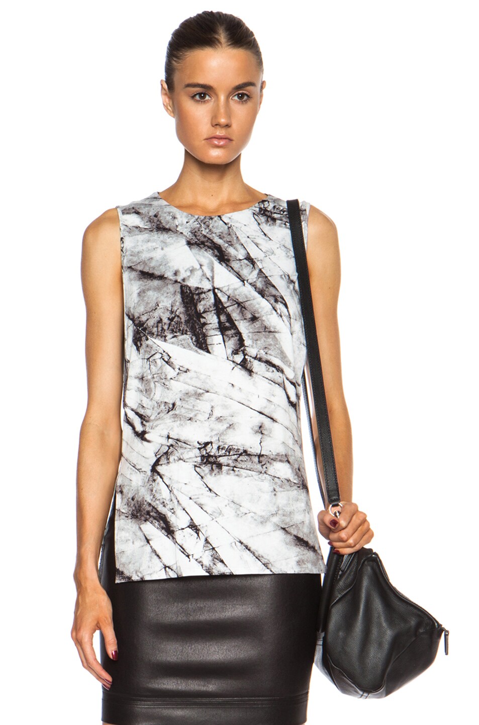 Image 1 of Helmut Lang Layer Jersey Viscose-Blend Top in Grey Multi