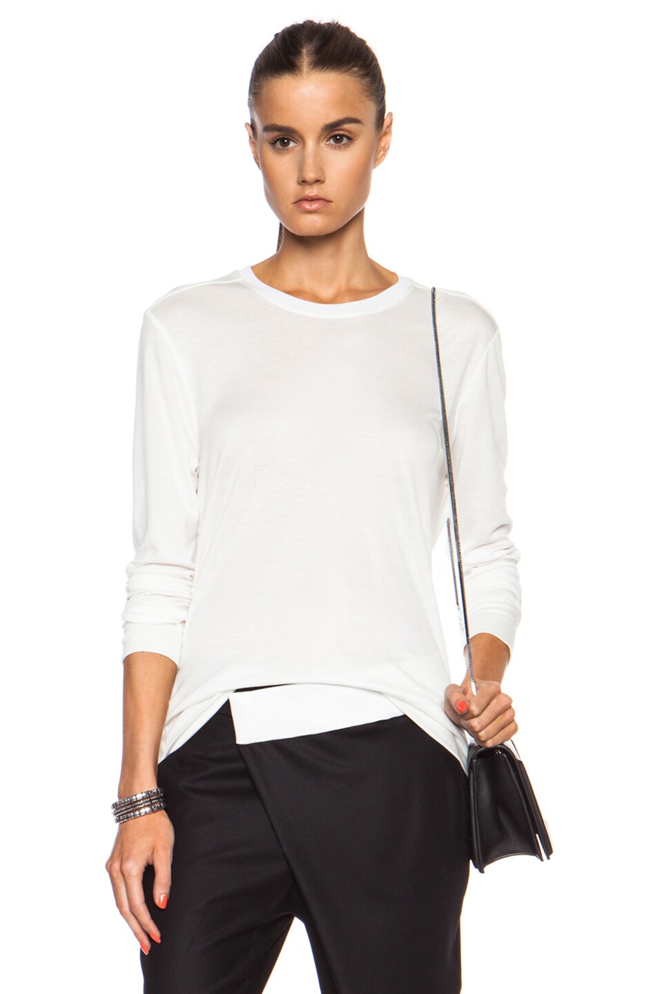 Image 1 of Helmut Lang Sync Jersey Tencel-Blend Top in Dove