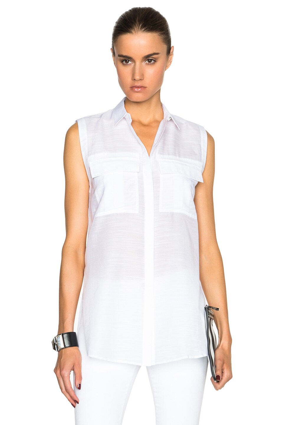 Image 1 of Helmut Lang Sleeveless Top in Optic White